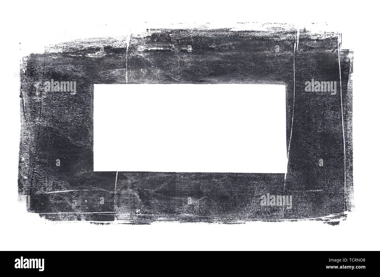 Creative grungy frame made with traditional painting media isolated on white background Stock Photo