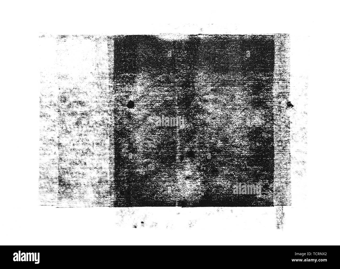 Rolled black acrylic paint in square shape with rich textured isolated on white background Stock Photo