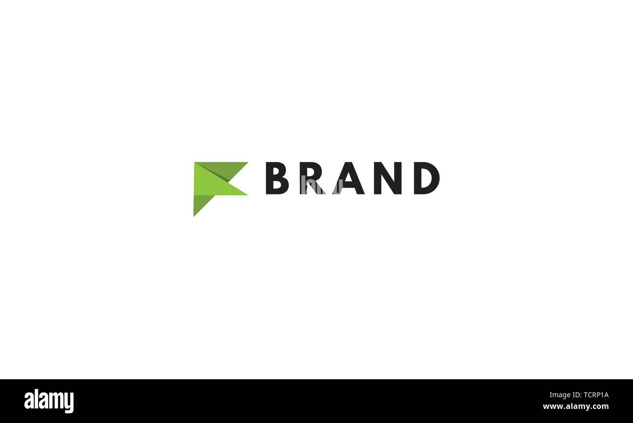 Origami Abstract Green vector logo 2 design image Stock Vector