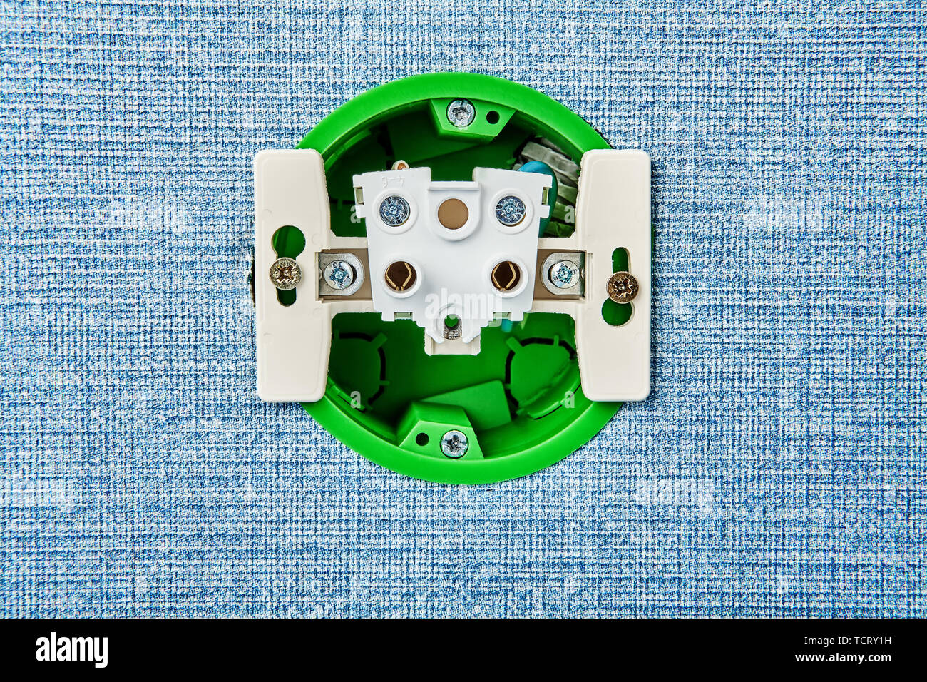 Installation of electrical contact points at home, inside there is view