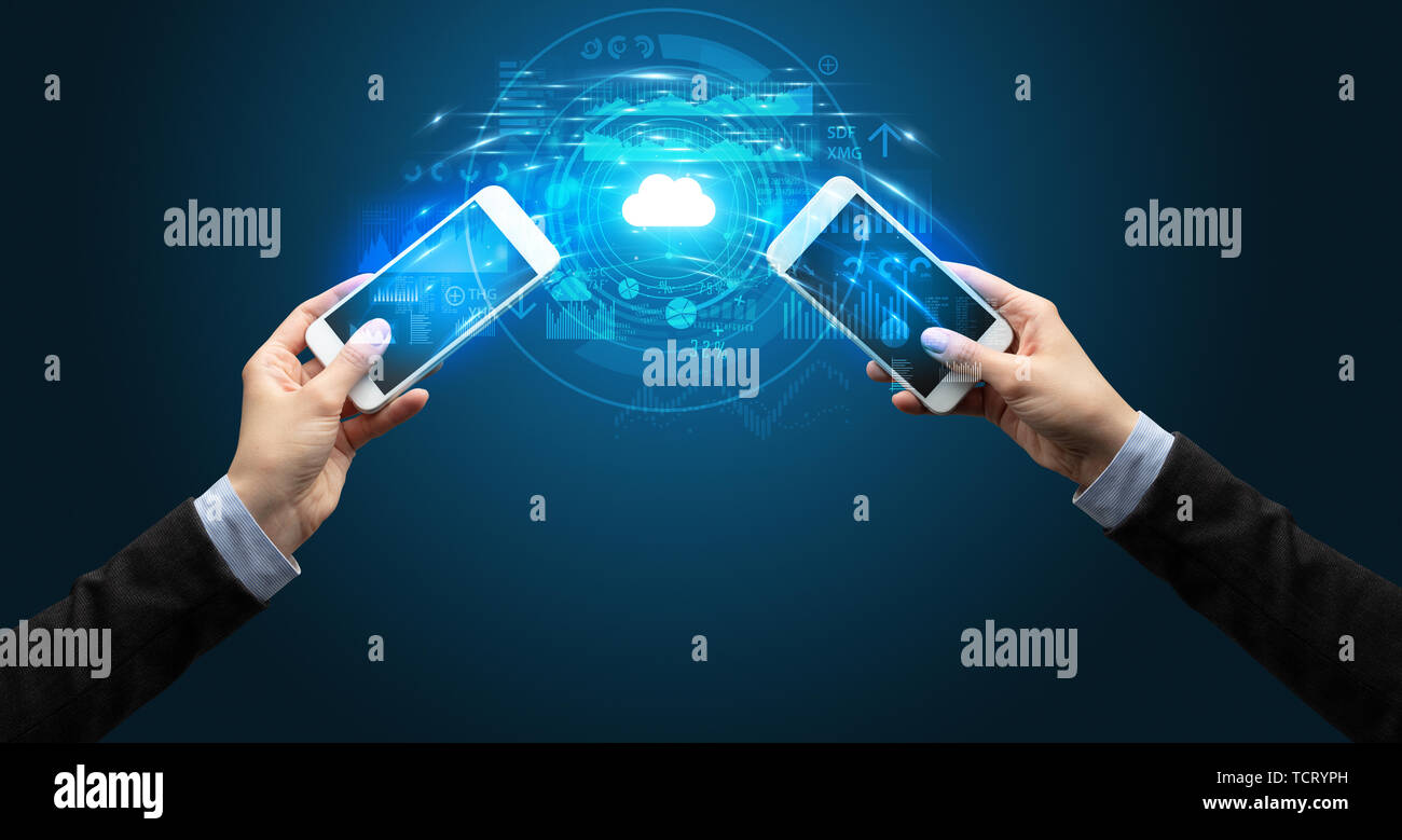 Two smart phones technology transfer hi-res stock photography and ...