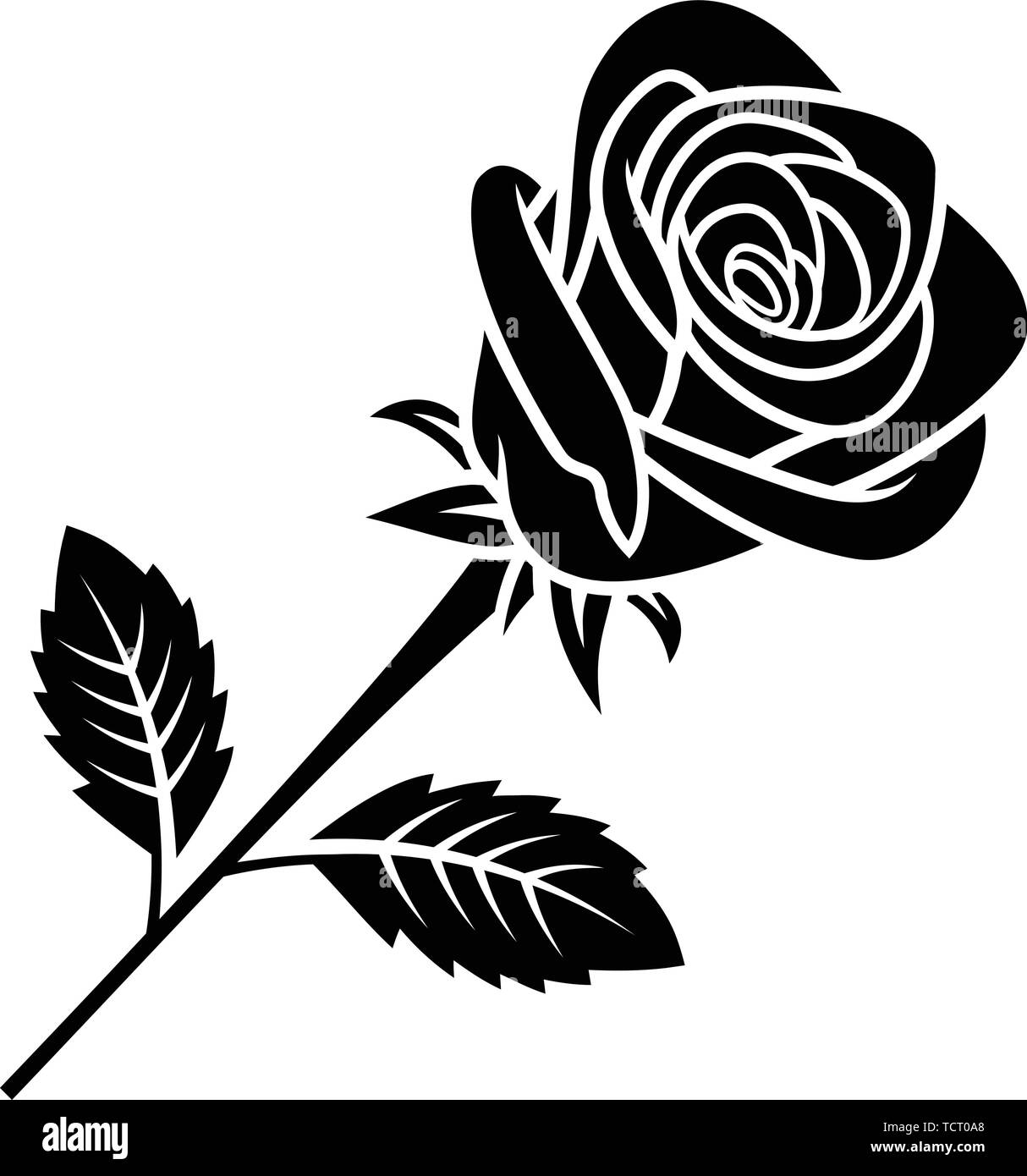 Rose silhouette isolated on white background. Use for fabric design ...