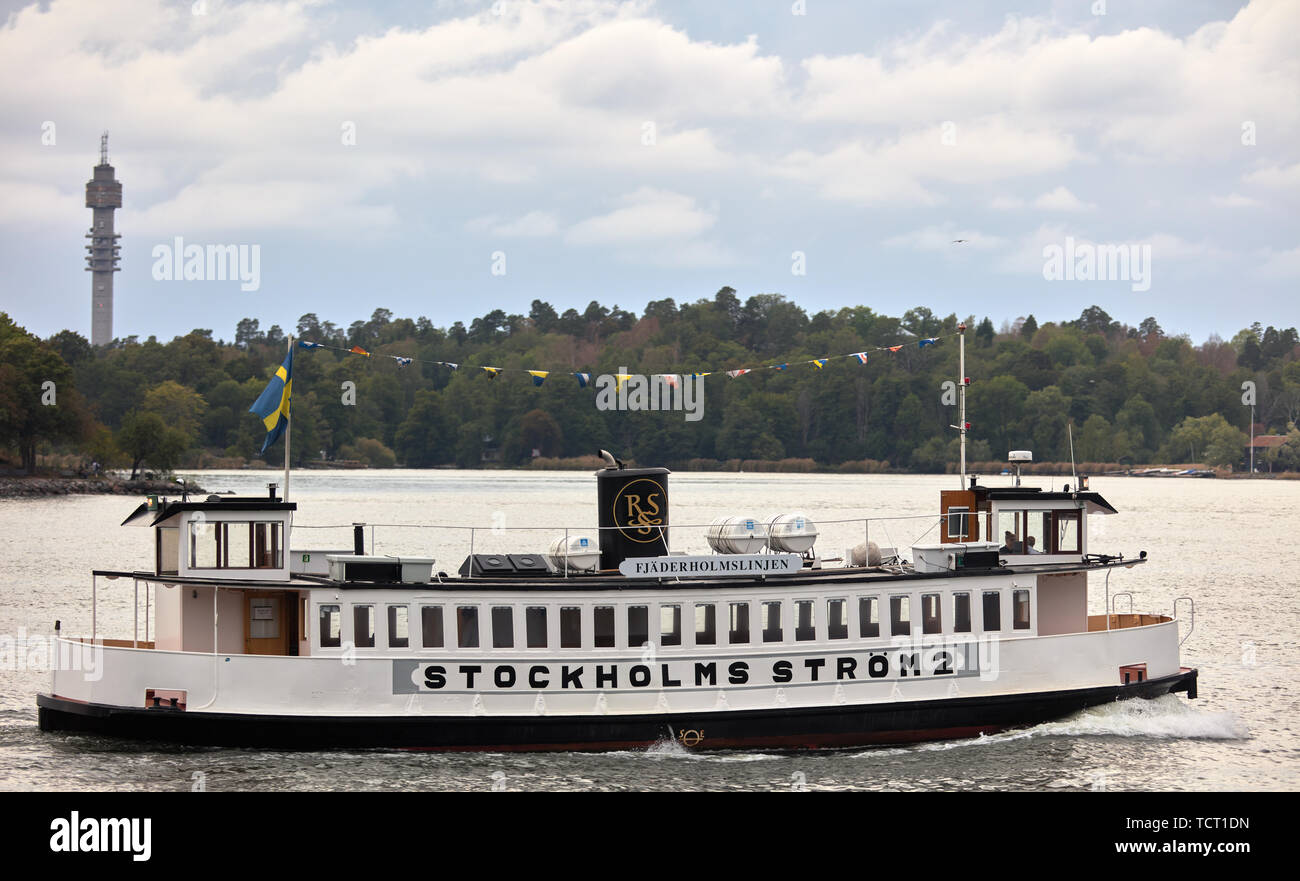 Stockholms Ström 2 boat (Fjäderholmslinjen) in Stockholm, Sweden Stock Photo
