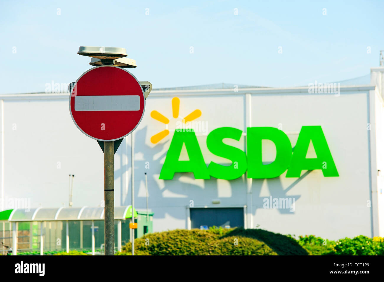 Asda store and no entry sign,Fleetwood,Lancashire,UK Stock Photo Alamy