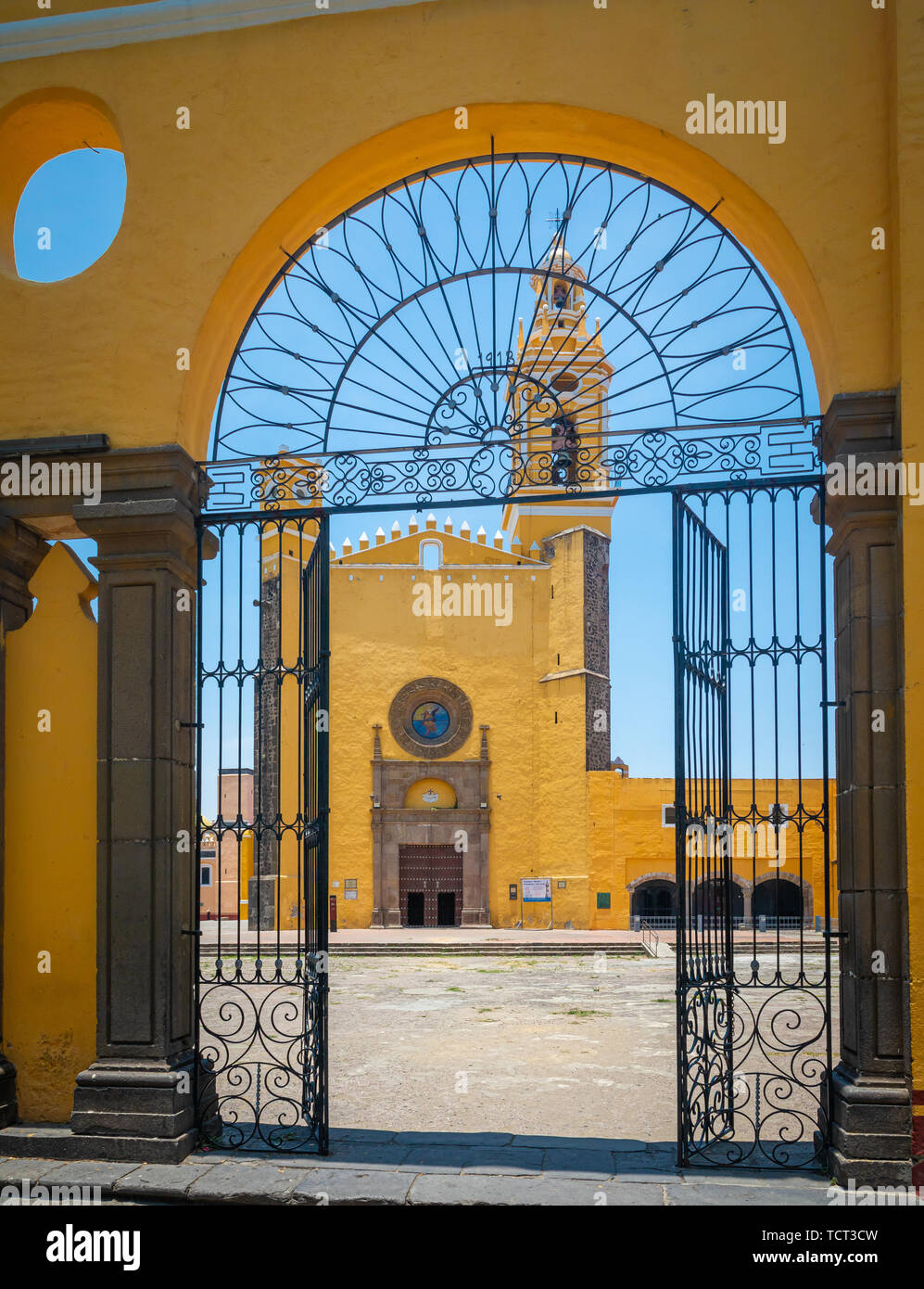 Convento Franciscano de San Gabriel Arcángel (San Gabriel Friary) is a church and friary in Cholula, Puebla, Mexico. Stock Photo