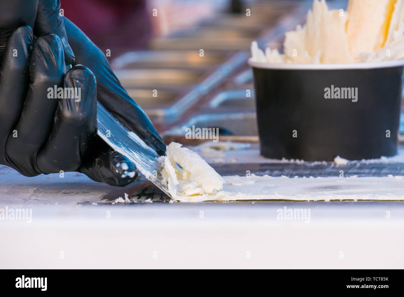Preparing asian stir fried ice cream with natural ingredients Stock Photo Alamy