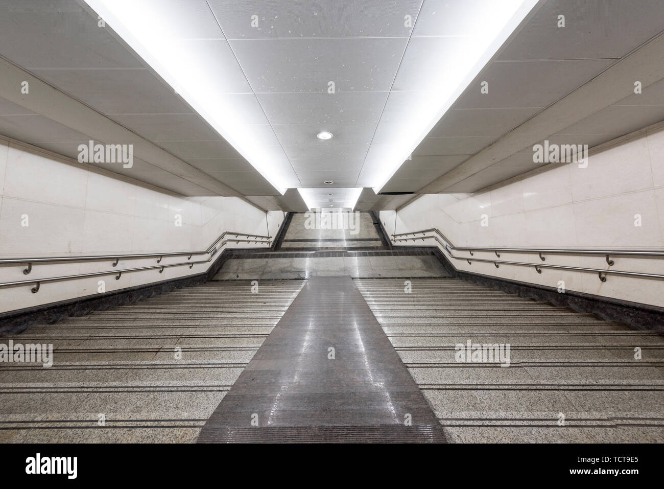 No one's abandoned underground pedestrian passageway in the West Square of Zhengzhou Railway Station, Henan Province Stock Photo