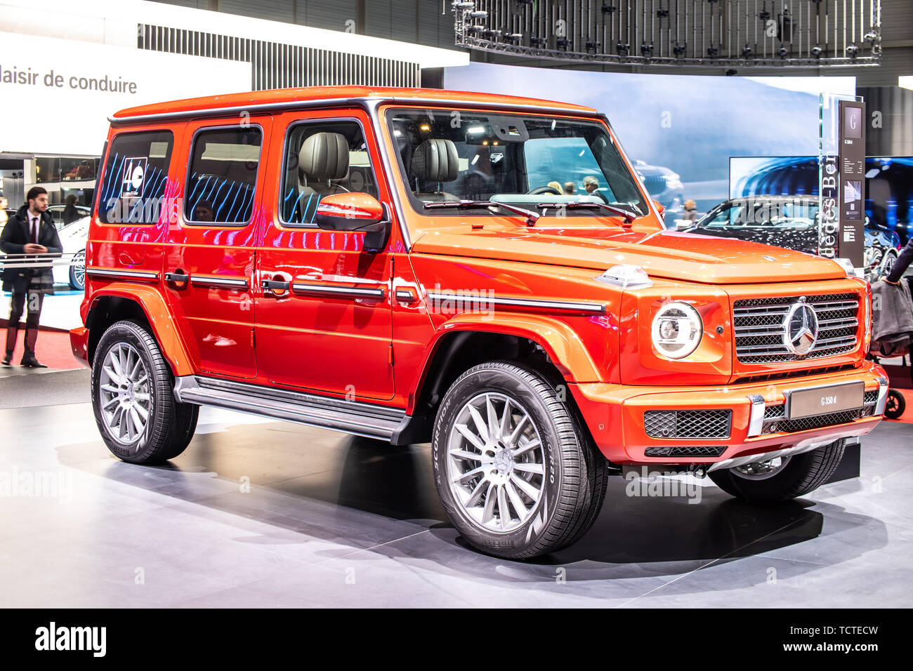 Geneva, Switzerland, March 06, 2019: metallic red Mercedes G 350 d at  Geneva International Motor Show, W463 off-road car G-Class produced by  Mercedes Stock Photo - Alamy