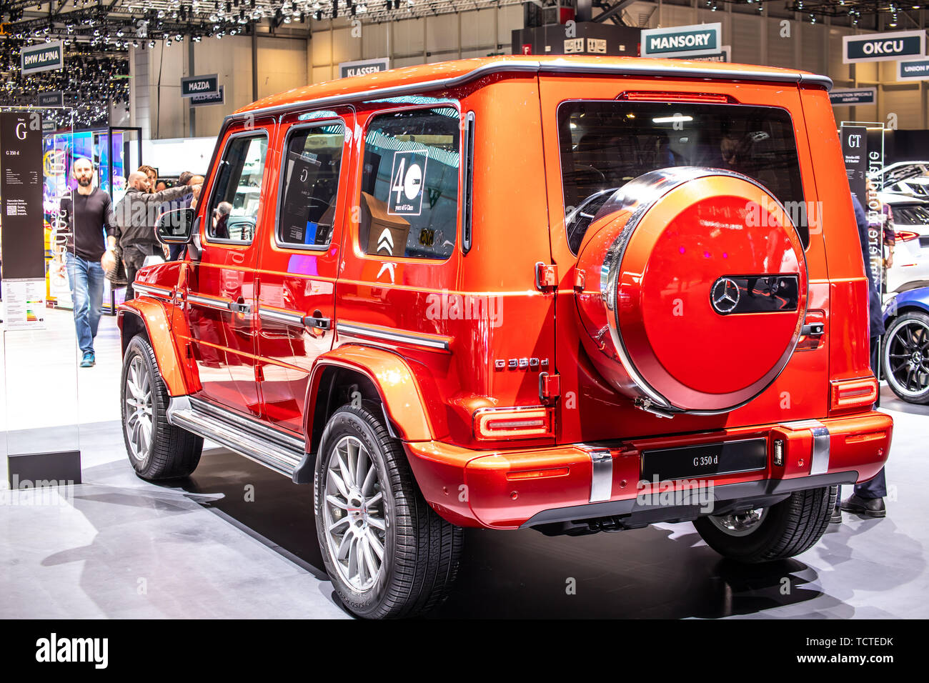 Geneva, Switzerland, March 06, 2019: metallic red Mercedes G 350 d at  Geneva International Motor Show, W463 off-road car G-Class produced by  Mercedes Stock Photo - Alamy