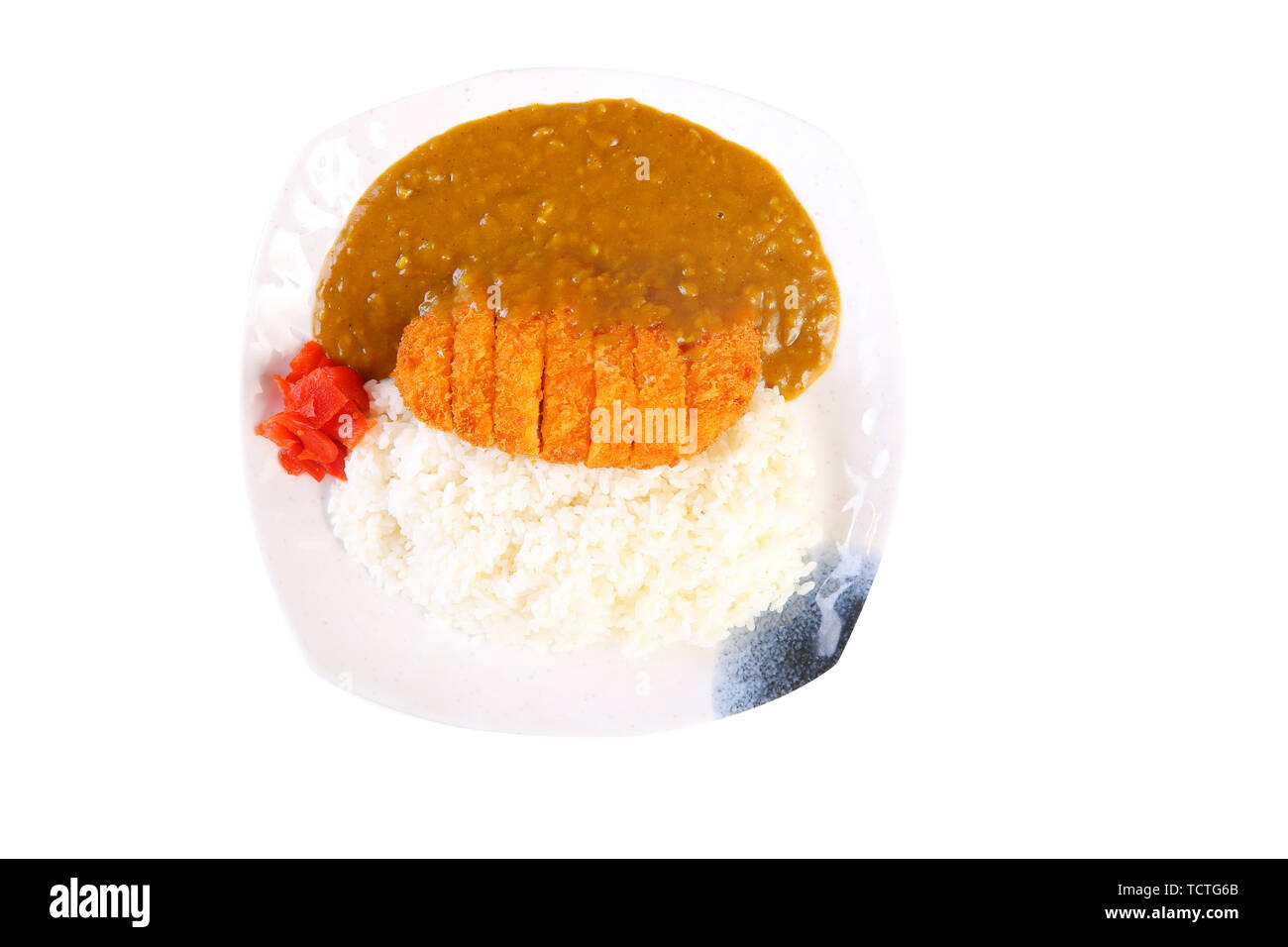 Pork chop curry topped with rice Stock Photo Alamy