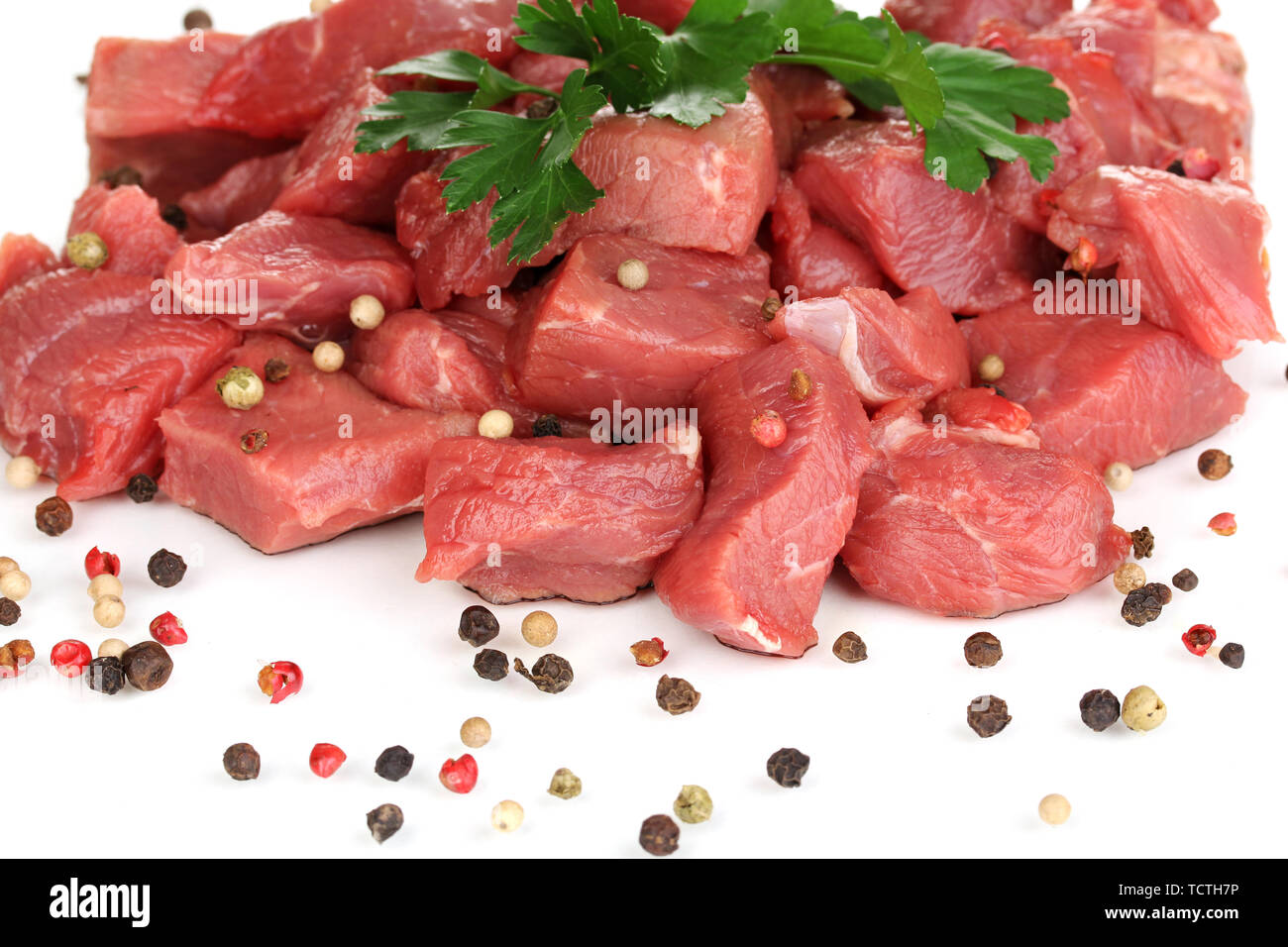 Raw beef meat isolated on white Stock Photo - Alamy