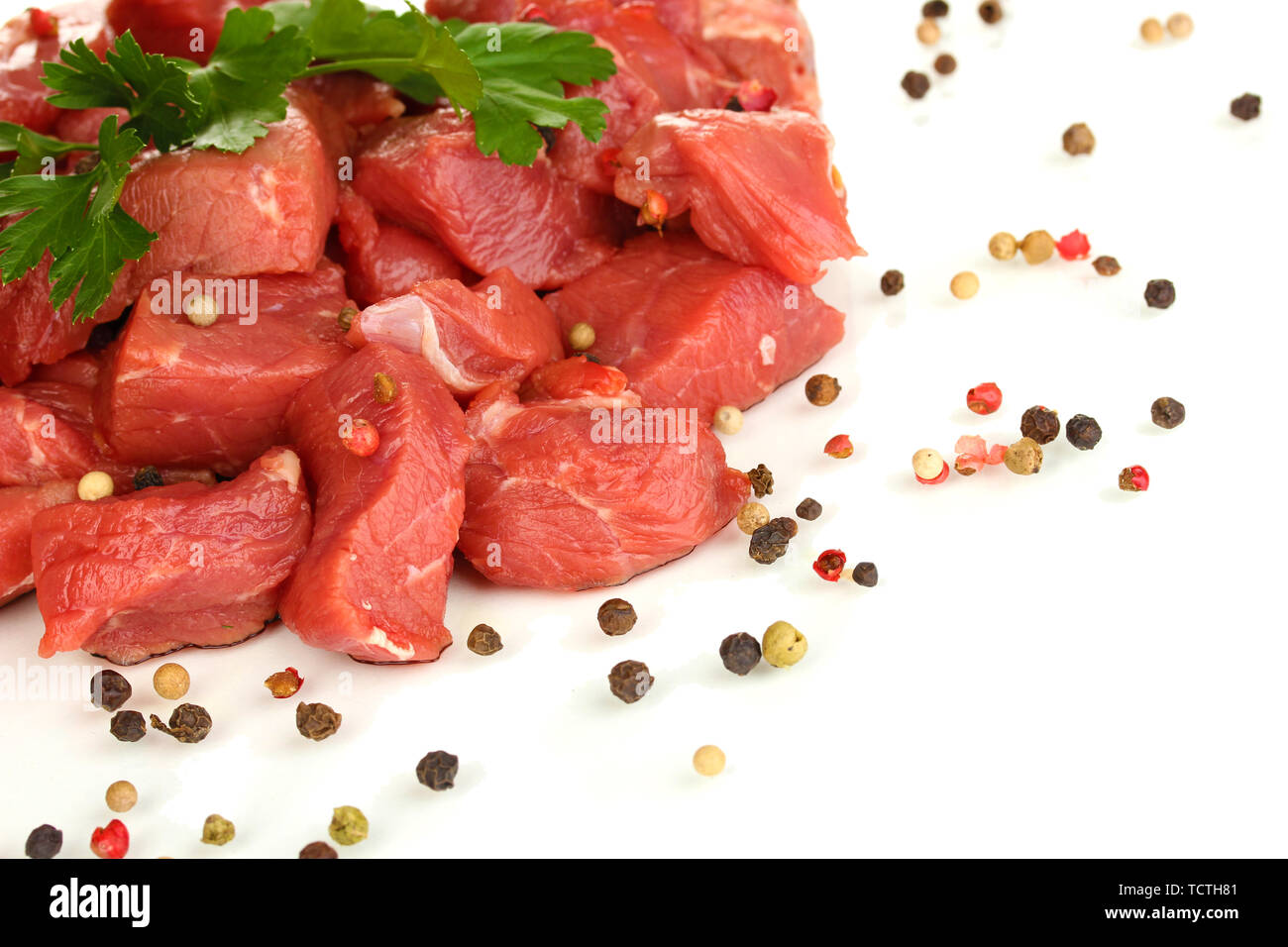 Raw beef meat isolated on white Stock Photo - Alamy