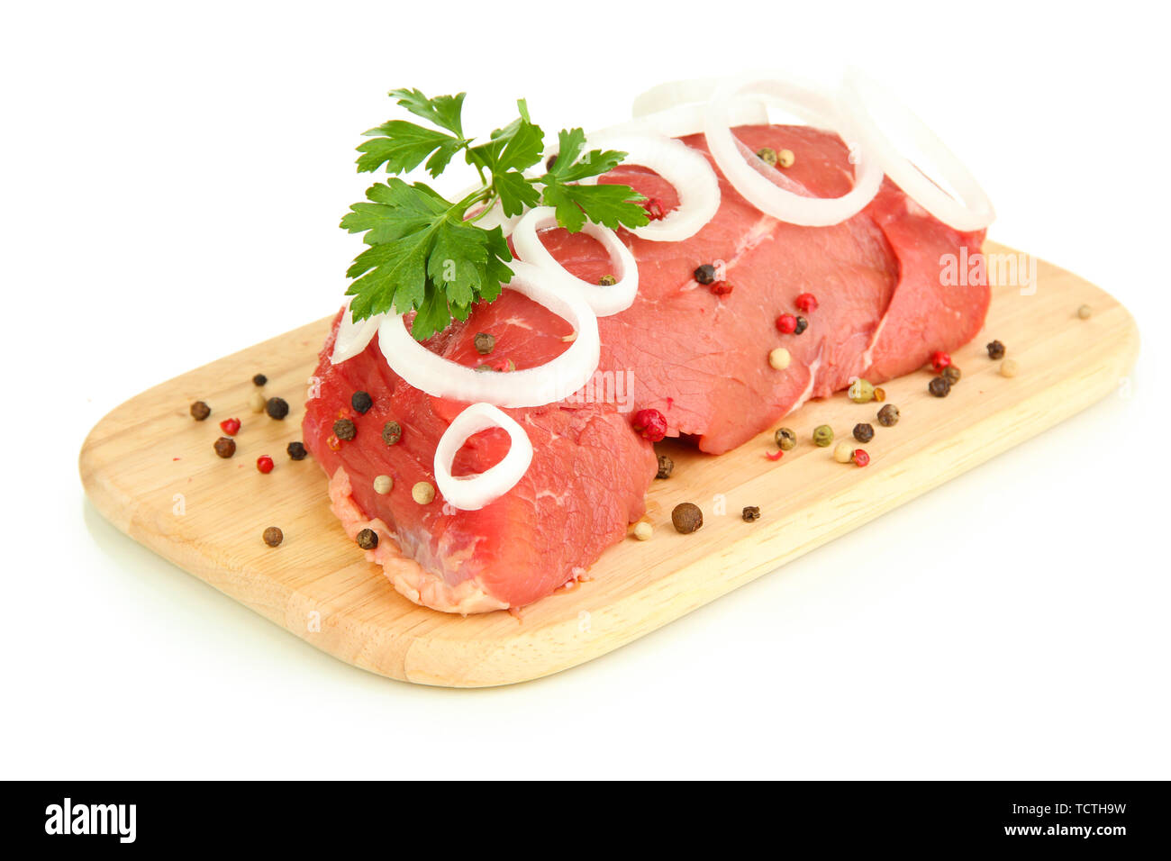 Raw beef meat isolated on white Stock Photo - Alamy