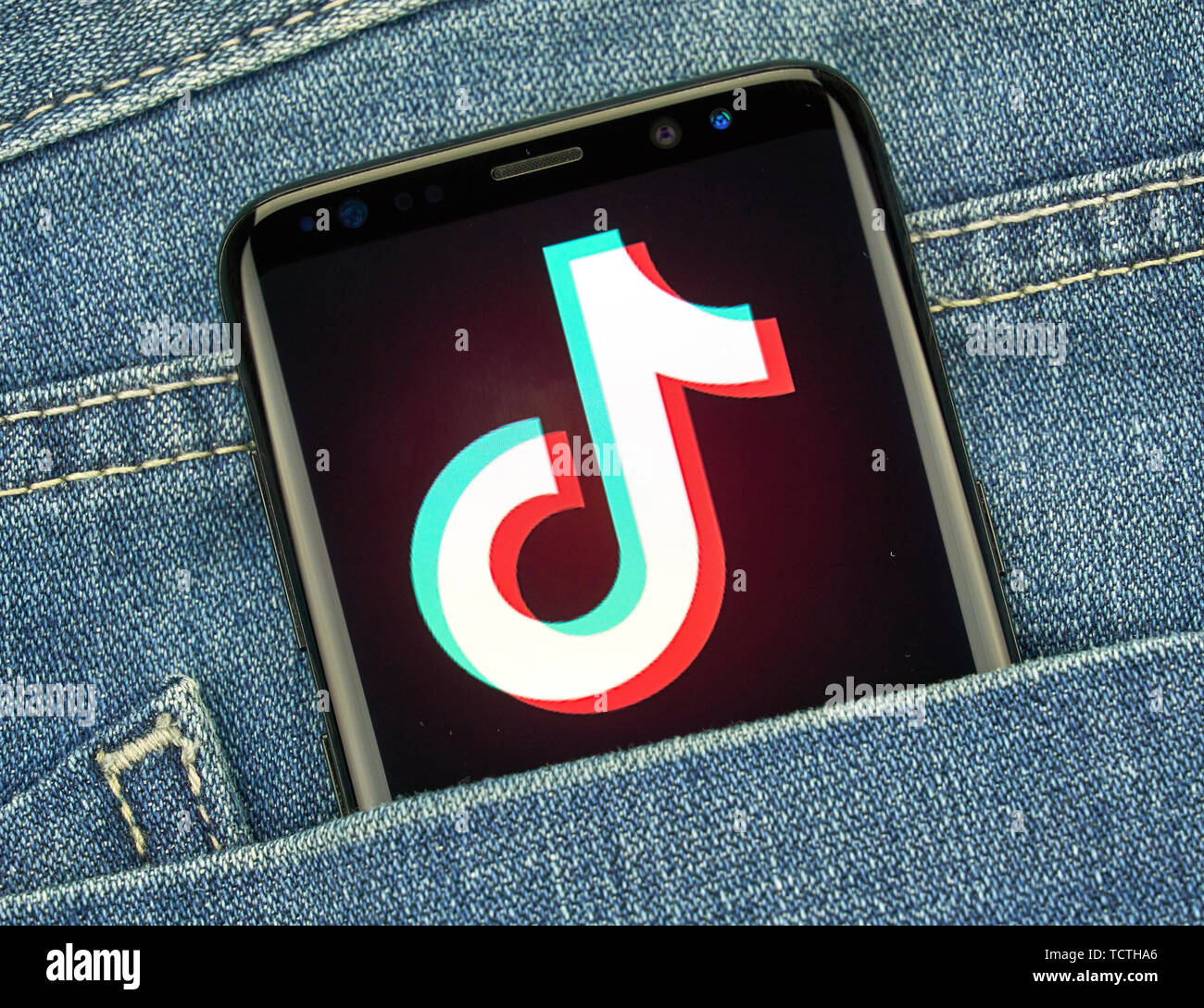 MONTREAL, CANADA - December 23, 2018: TikTok android app on Samsung s8 screen. TikTok is an Android and iOS media app for creating and sharing short v Stock Photo