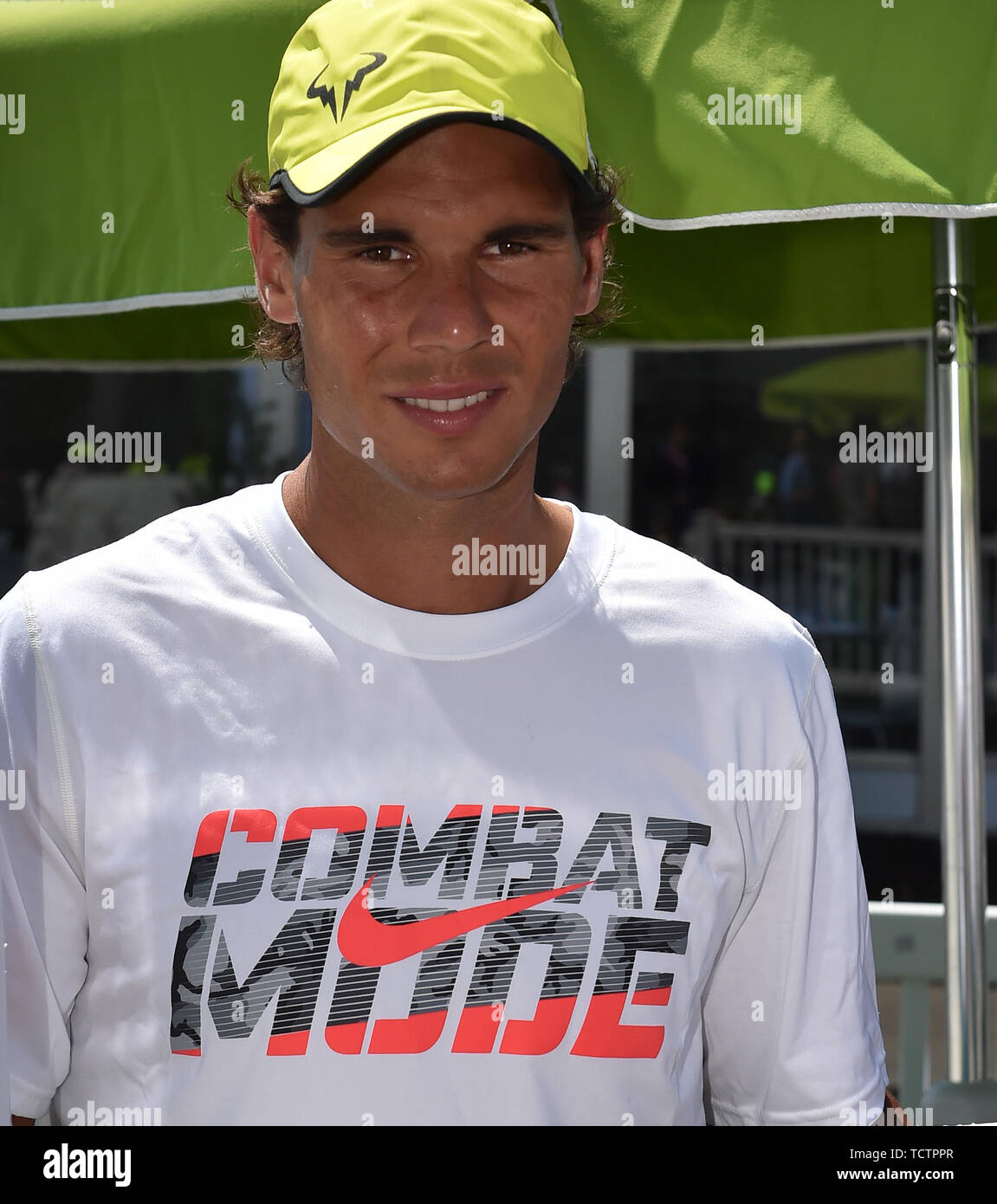 KEY BISCAYNE, FL - MARCH 24: Rafael Nadal speaks to the media during Day 2 of the Miami Open at the Crandon Park Tennis Center on March 24, 2015 in Key Biscayne, Florida. People: Rafael Nadal Credit: Storms Media Group/Alamy Live News Stock Photo