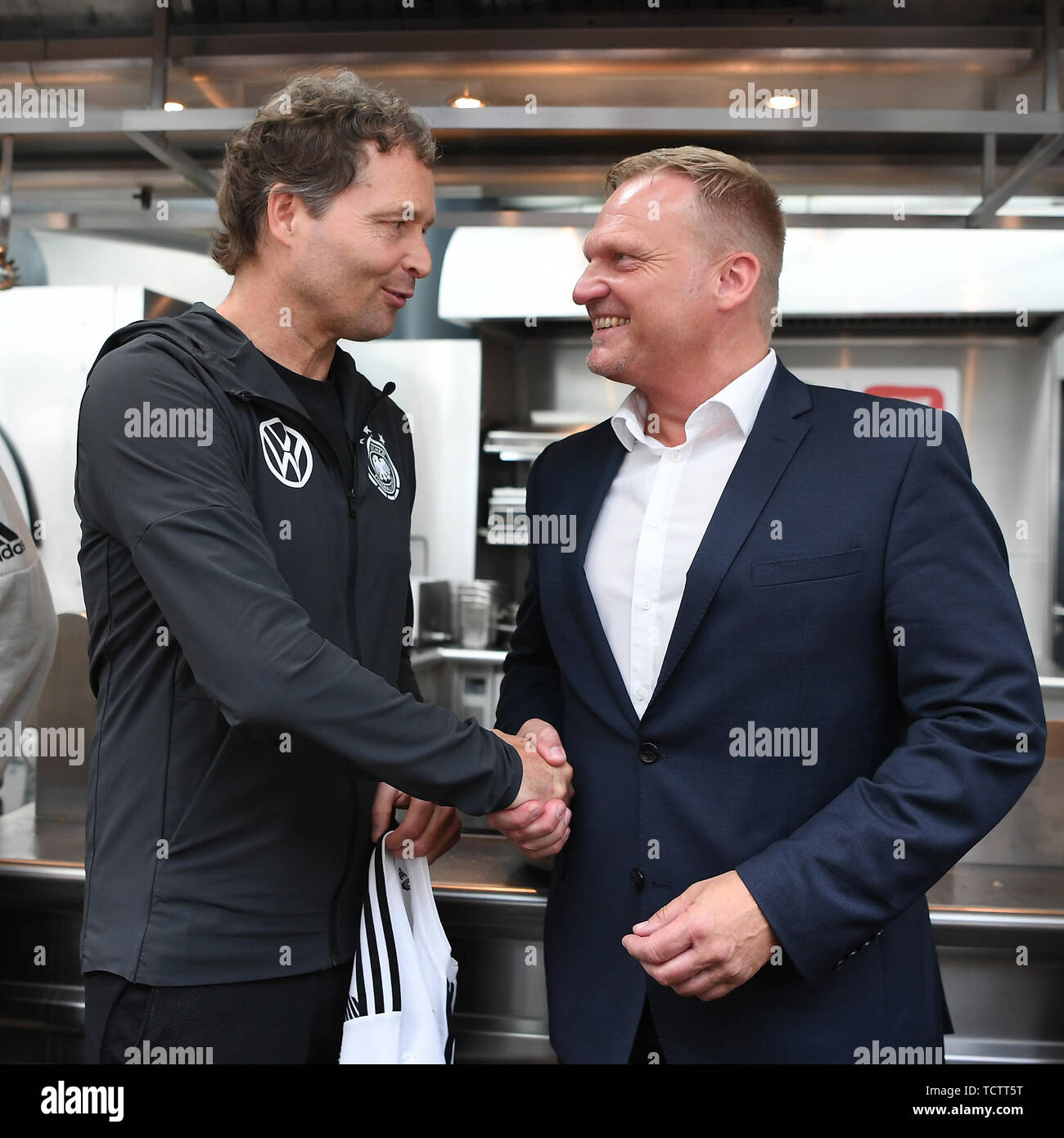 Mainz Germany 10th June 19 Manager Oliver Bierhoff Germany And Peter Maly Managing Director Rewe Markt Gmbh Ges Football Press Conference Pk Of The German National Football Team With
