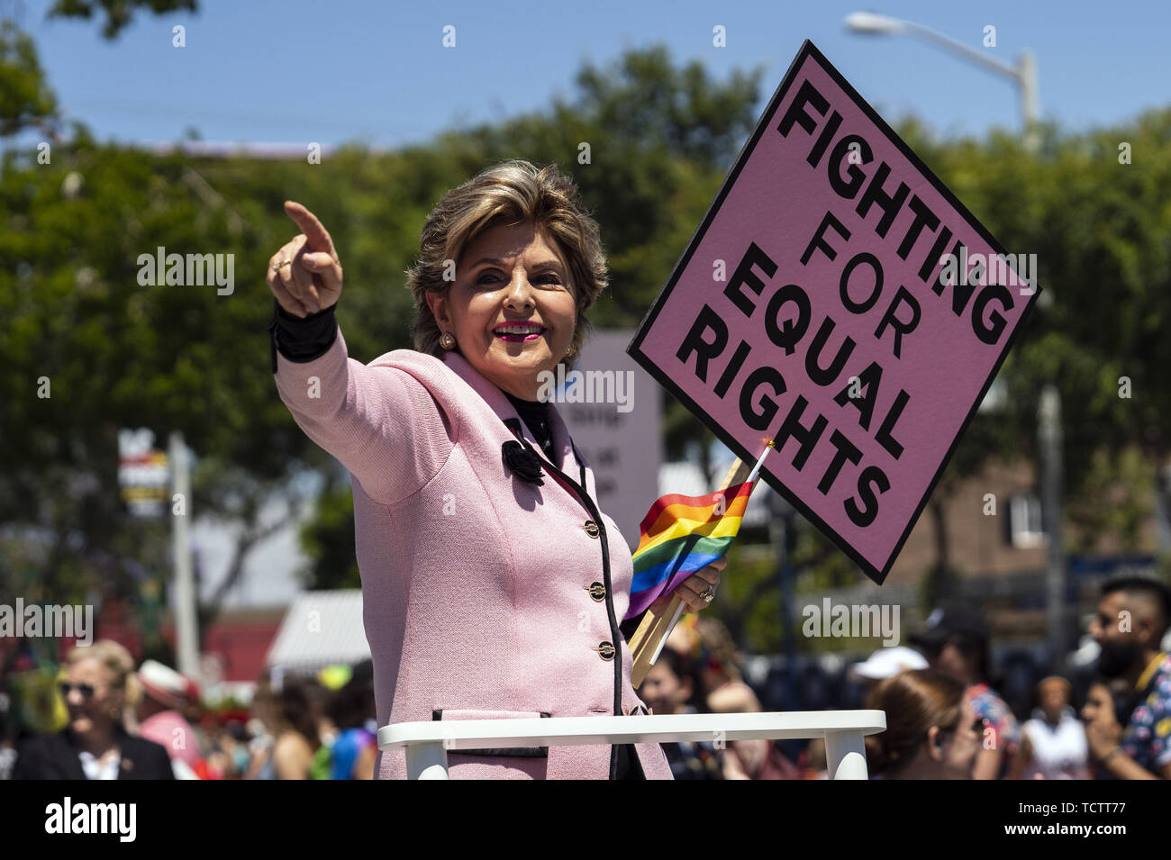 Los Angeles, California, USA. 15th Mar, 2019. Gloria Allred participates in the LA Pride Parade in West Hollywood, California.The 49th annual gay pride parade includes a music festival and a parade that draws large crowds. Credit: Ronen Tivony/SOPA Images/ZUMA Wire/Alamy Live News Stock Photo