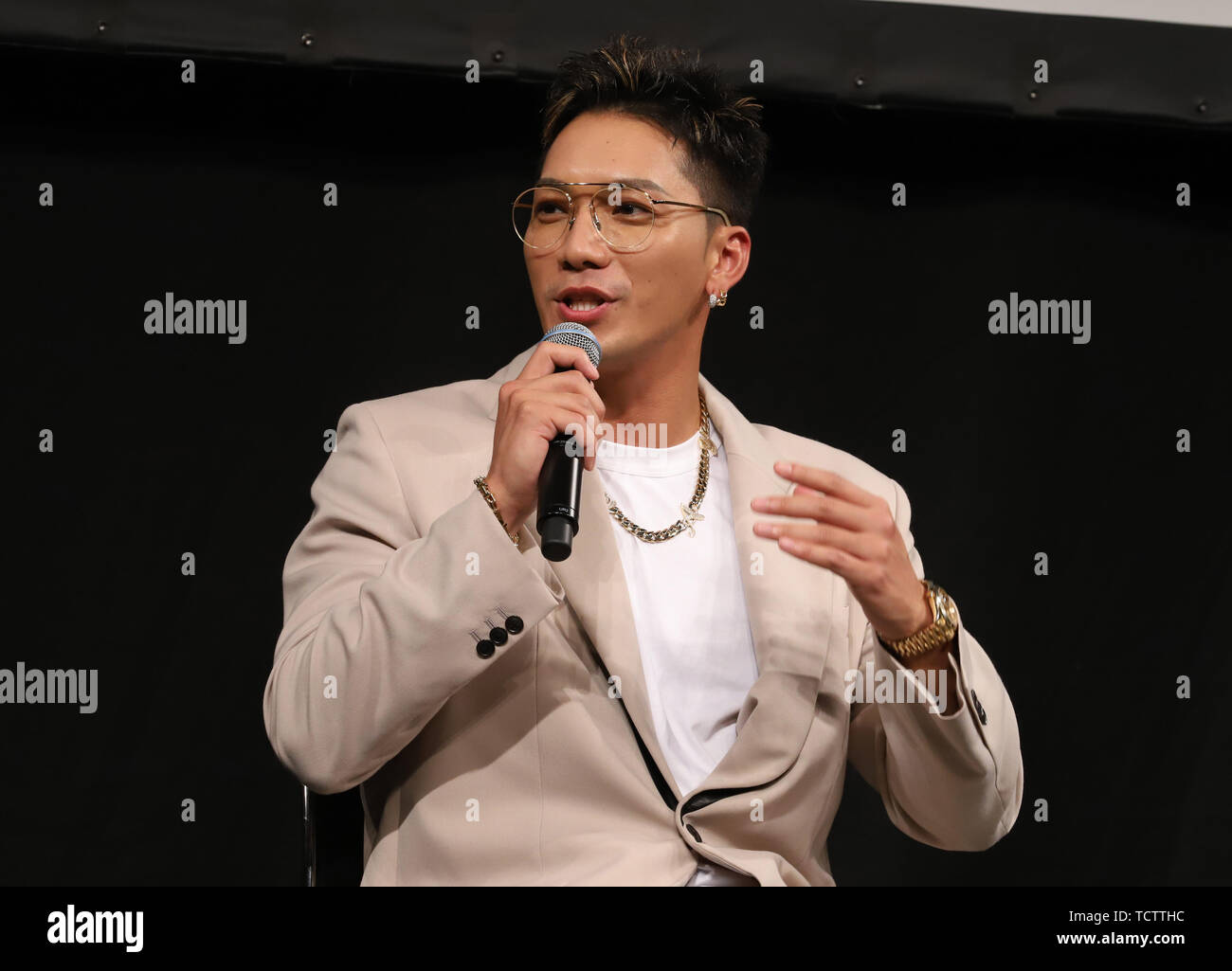 Tokyo, Japan. 8th June, 2019. Japanese rapper SWAY holds a talk show