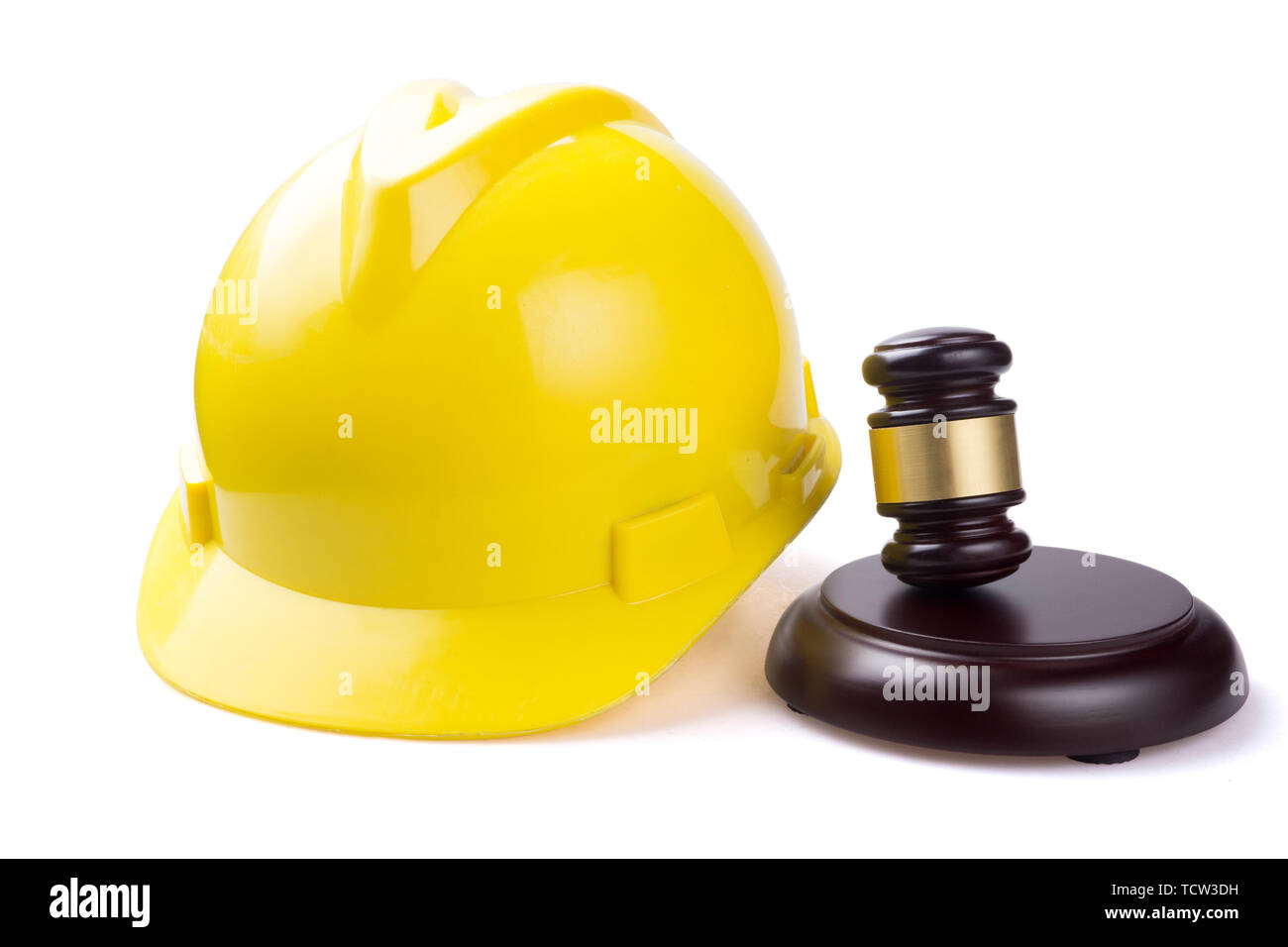 Judge hammer and worker helmet Stock Photo Alamy