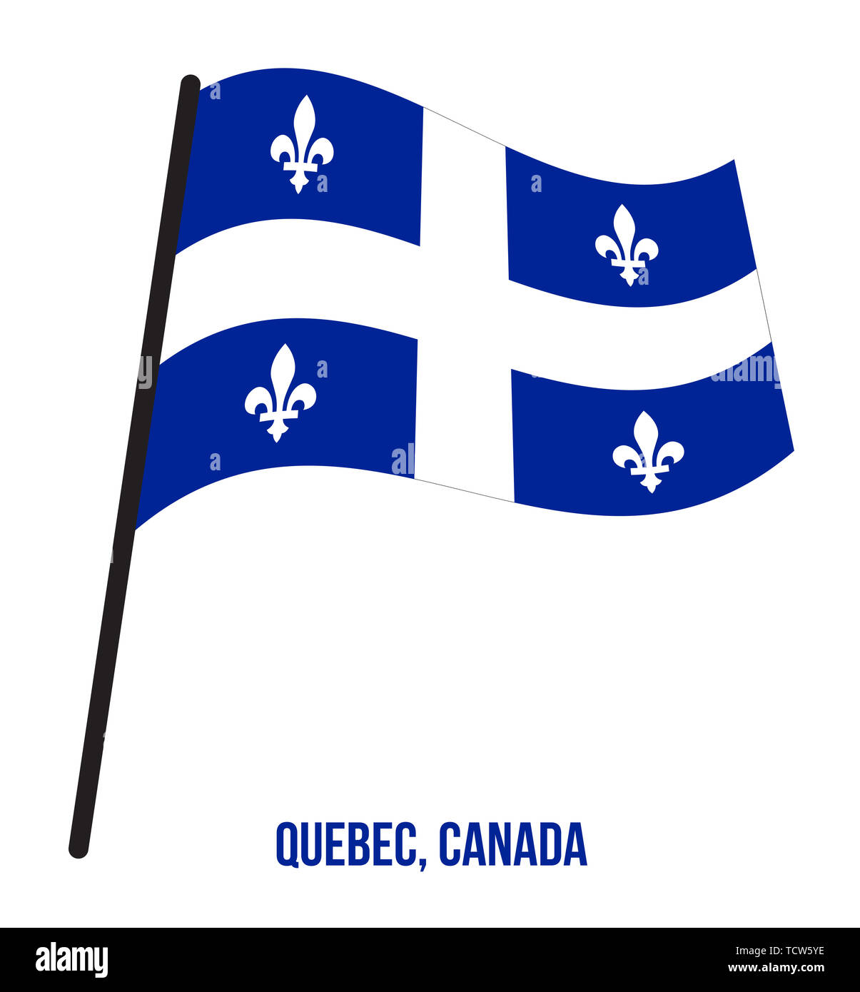 Quebec Flag Waving Vector Illustration on White Background Provinces