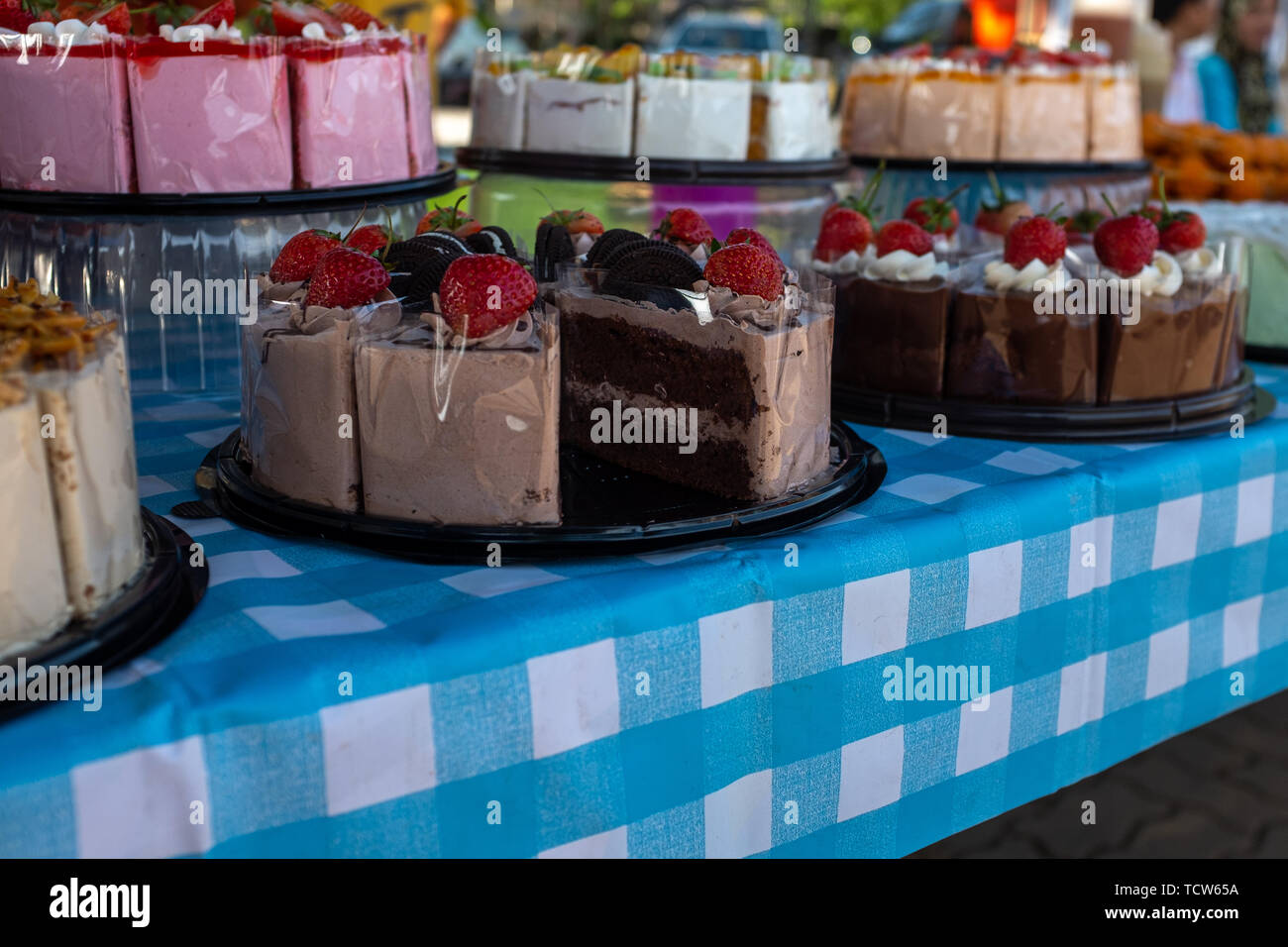 Cakes Sale In Bakery Display High Resolution Stock Photography and