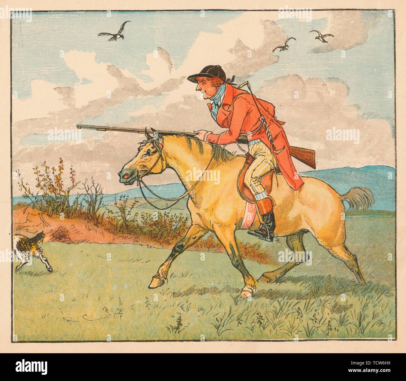 'Father's gone a hunting', c1880. Creator: Edmund Evans. Stock Photo