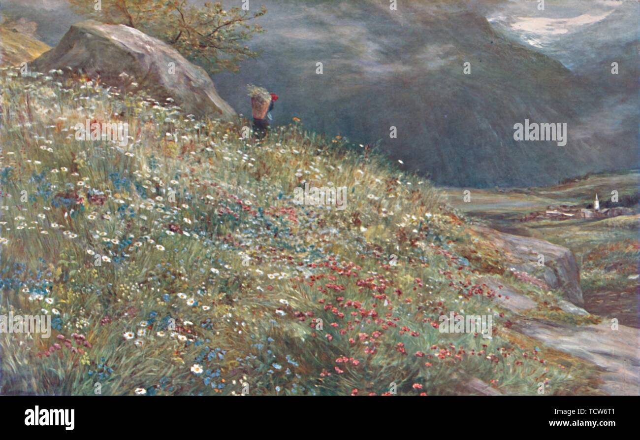 'An Alpine Meadow', late 19th-early 20th century.  Creator: John MacWhirter. Stock Photo