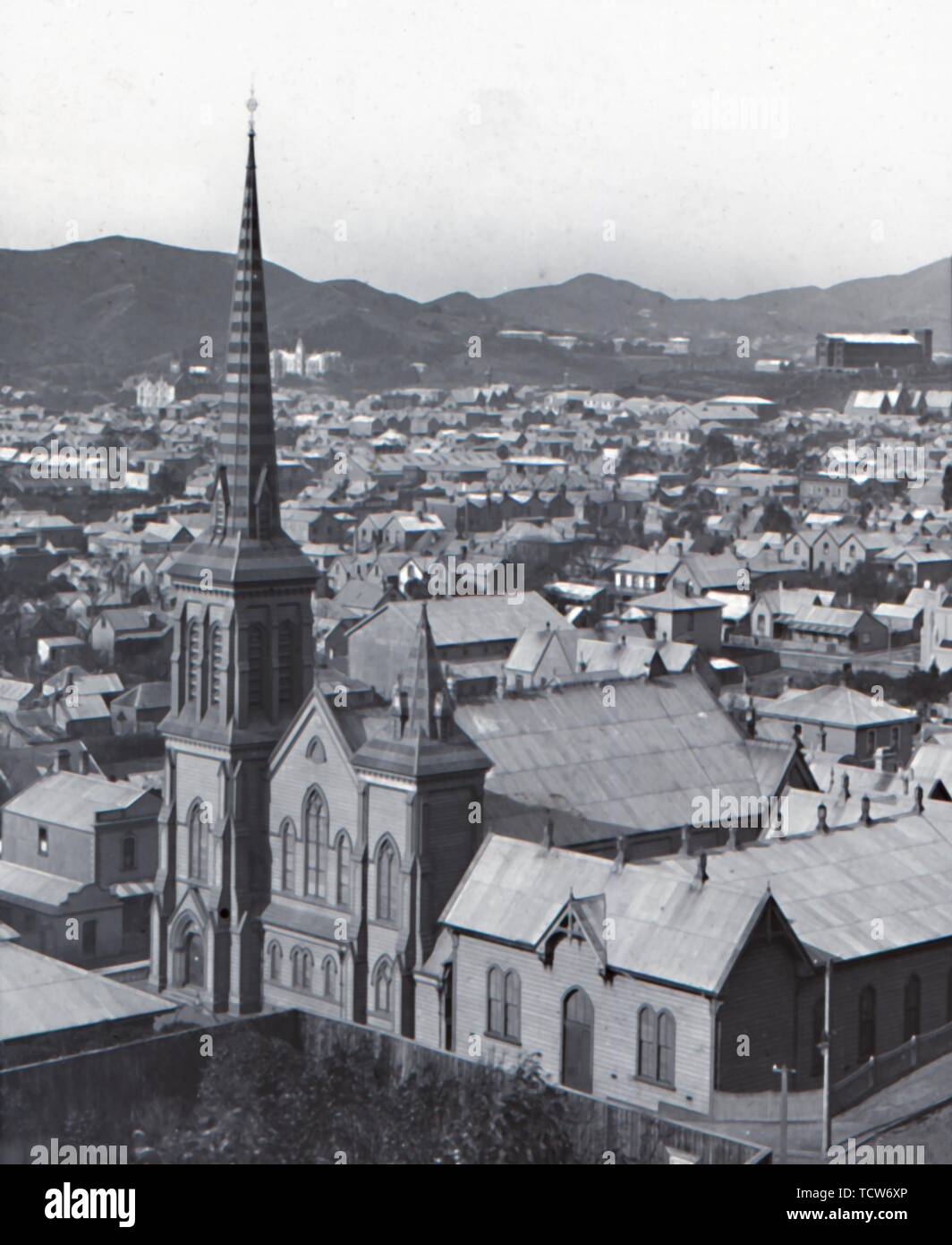 'Te Aro, from Terrace, Wellington', late 19th-early 20th century.  Creator: Unknown. Stock Photo