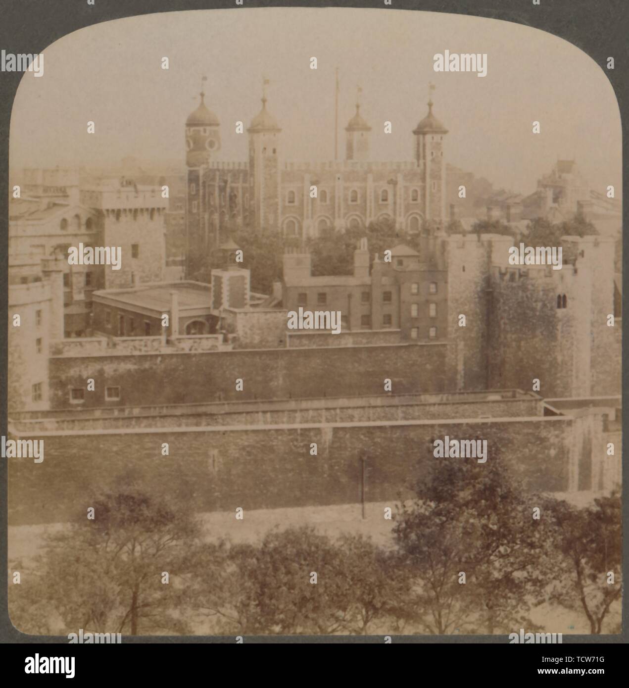 'Tower of London - famous old palace and prison of royalty - England', 1901. Creator: Unknown. Stock Photo