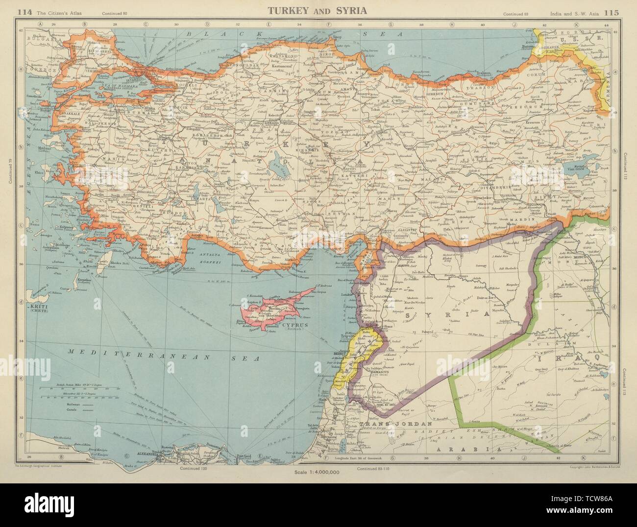 TURKEY & LEVANT. Newly-independent Lebanon. Syria. Palestine pre Israel ...