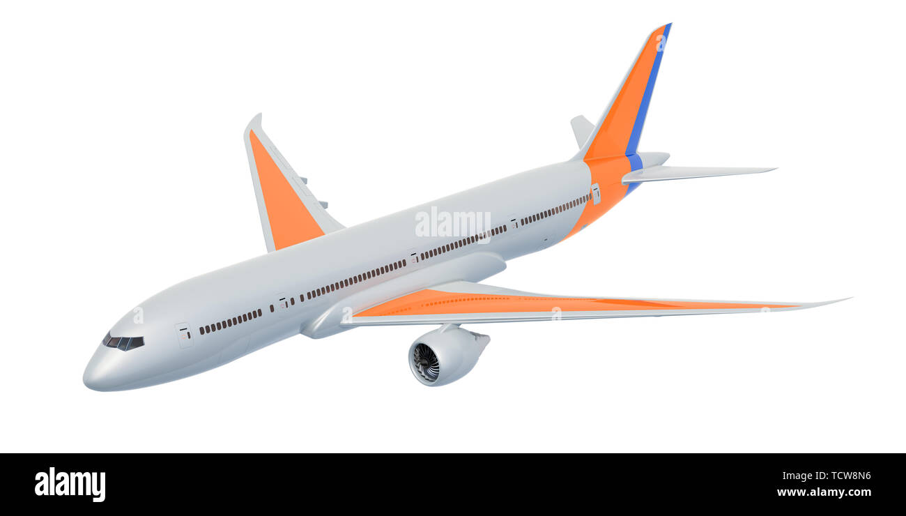 White Airplane, 3D rendering isolated on white background Stock Photo ...
