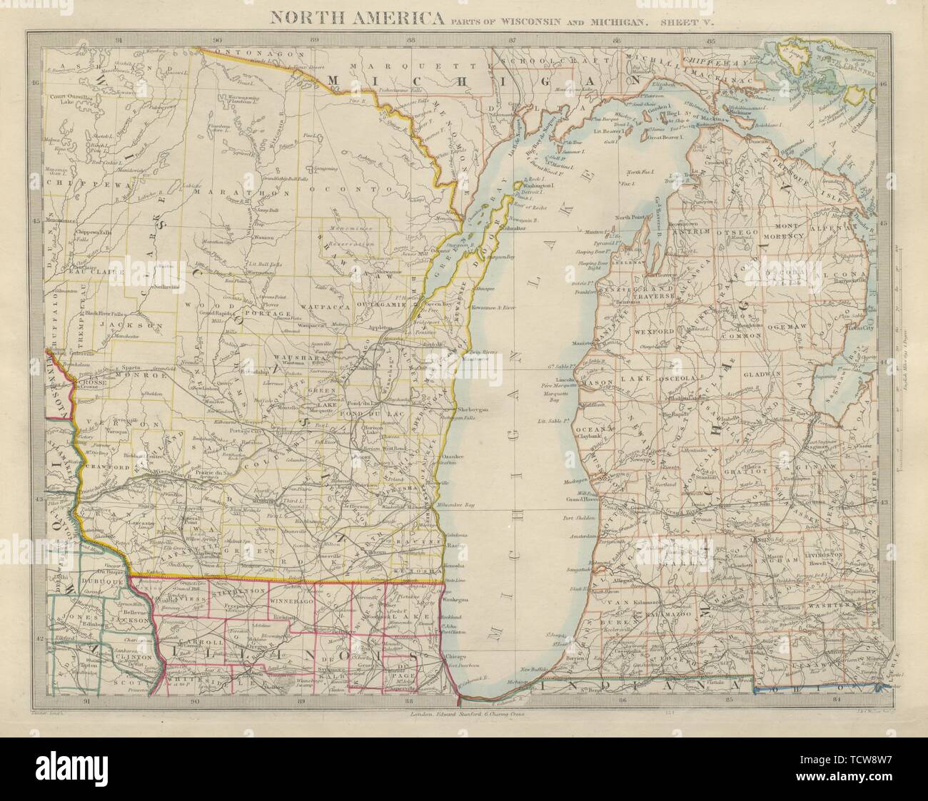 pix Chicago Lake Michigan Map alamy