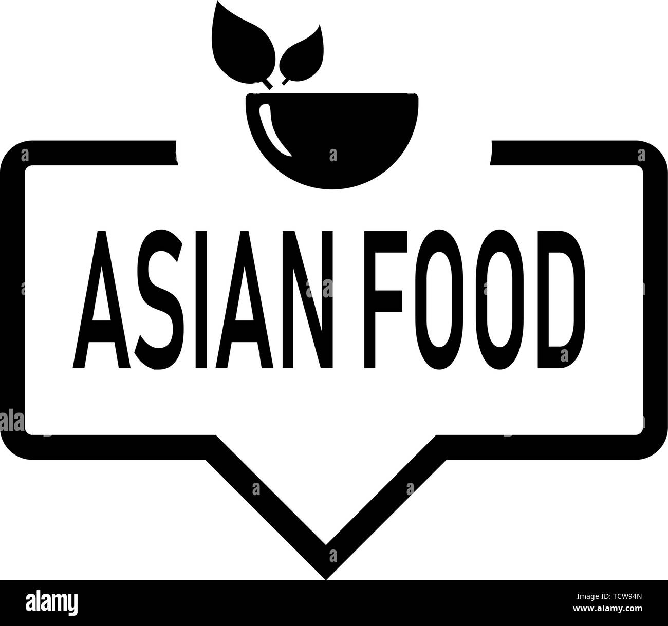 asian food black Speech Bubble web Icon on white background Stock Vector