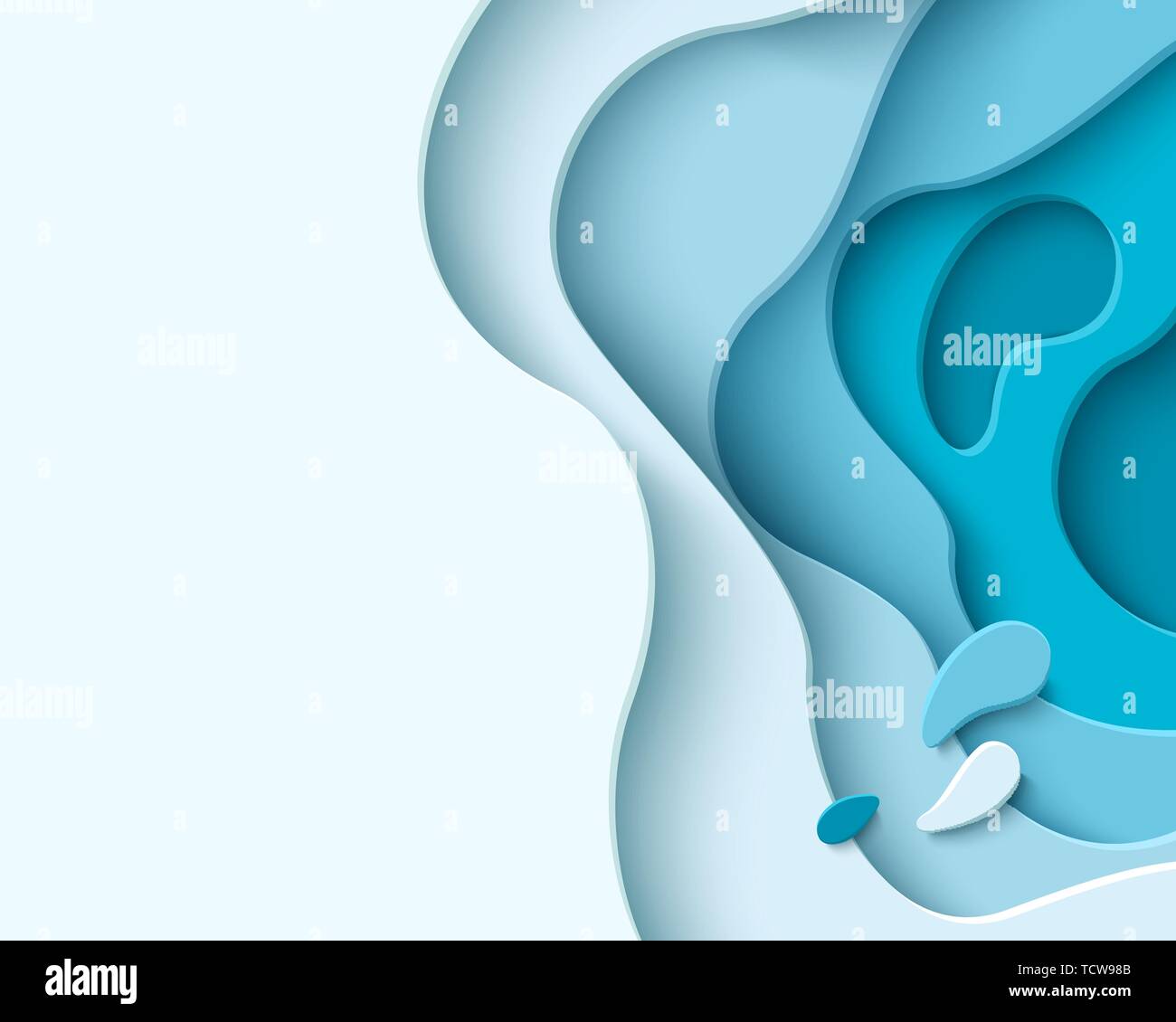 Abstract blue paper cut background with liquid shapes Stock Vector ...