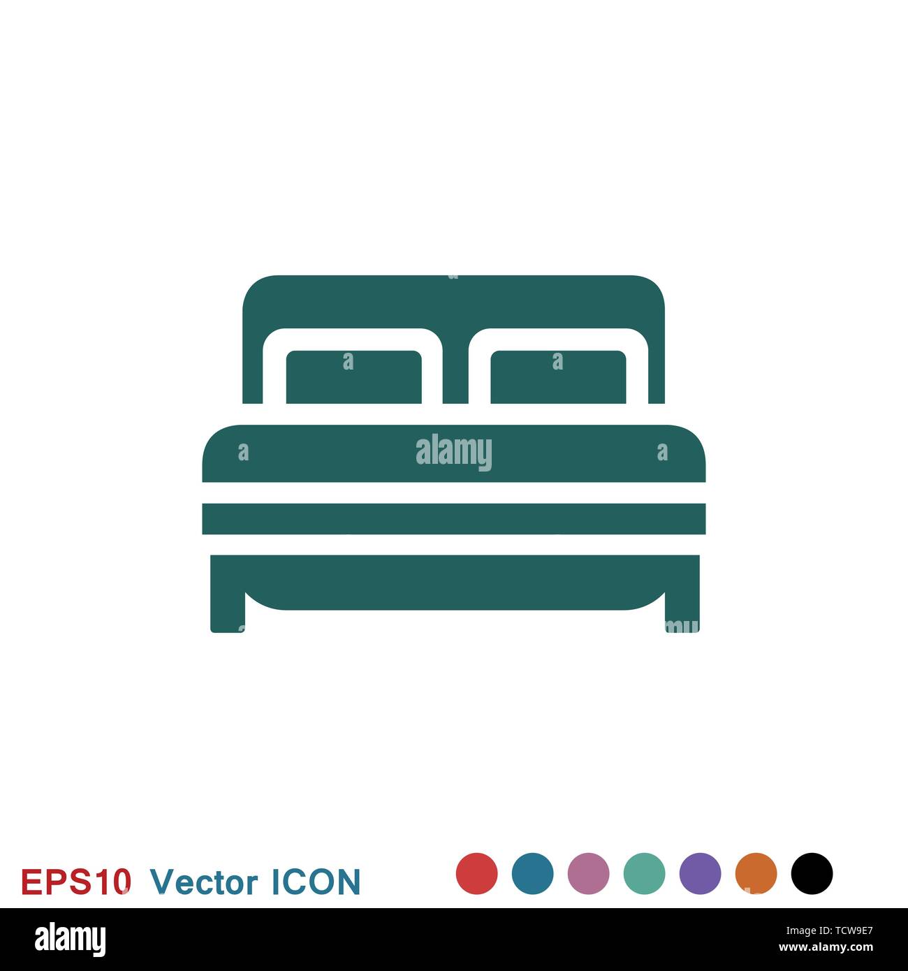 Bed Icon vector. Simple flat symbol. Black pictogram illustration on