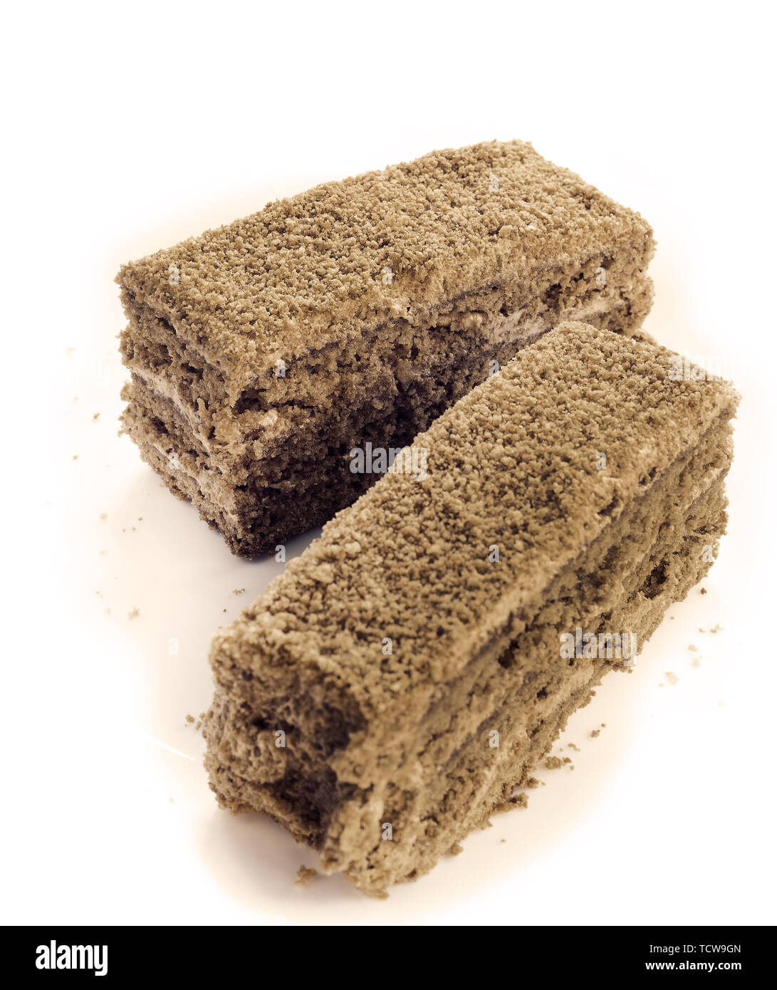 the layer coffee cakes, isolated Stock Photo