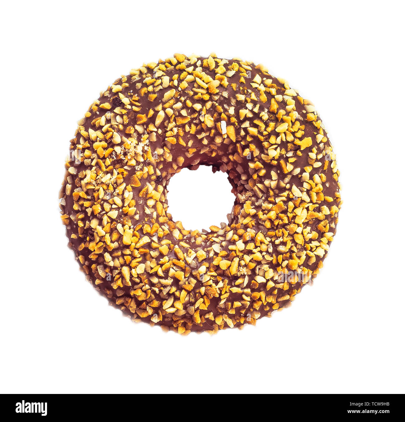 the chocolate nut donut, isolated Stock Photo Alamy