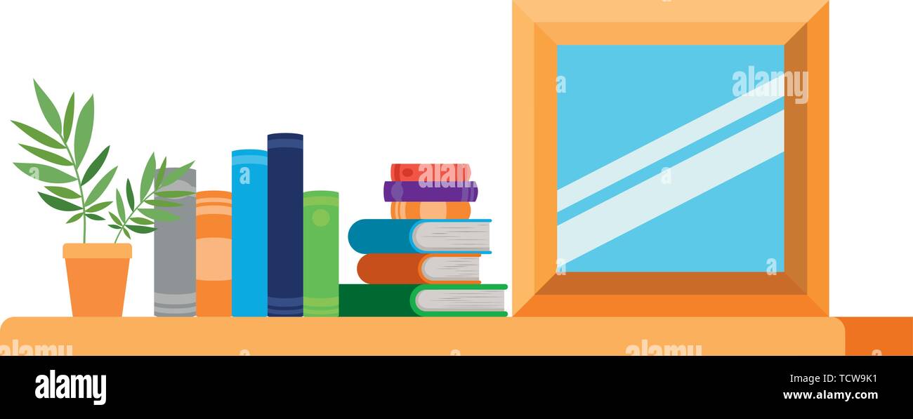 Imprimirliving room with couch and bookshelf of books Stock Vector ...