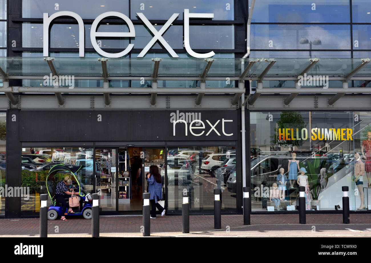 Outside Next clothing store, Imperial Retail Park, Bristol, UK Stock