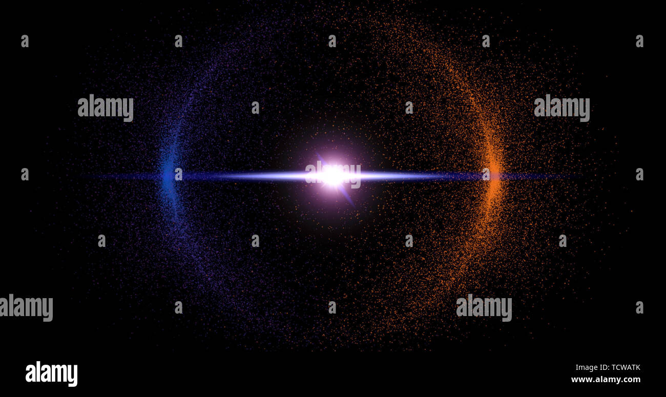 Abstract Glitter Particles In Circle on black background Stock Photo