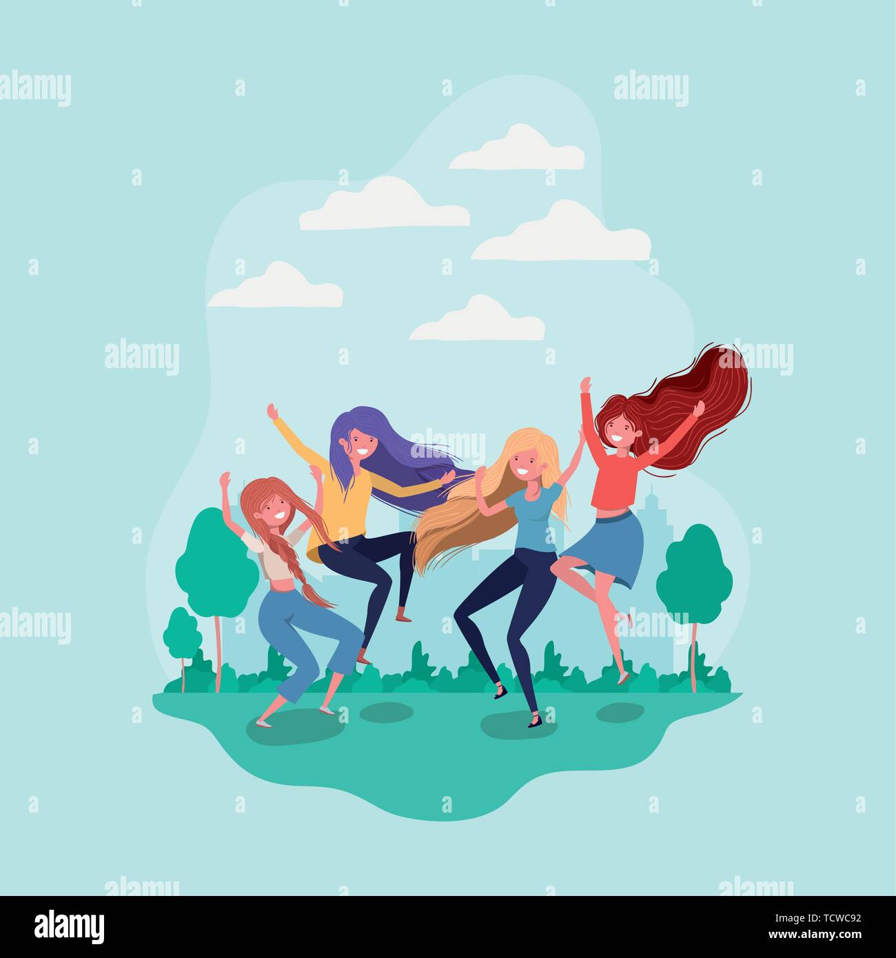 Friendship of girls cartoons design Stock Vector Image & Art - Alamy
