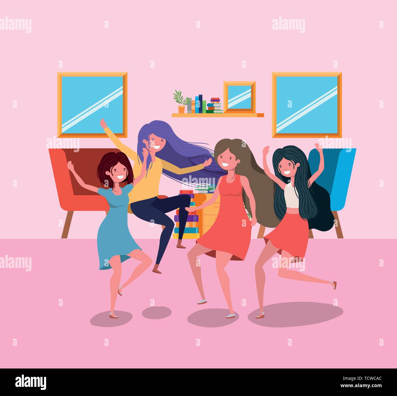 Friendship of girls cartoons design Stock Vector Image & Art - Alamy
