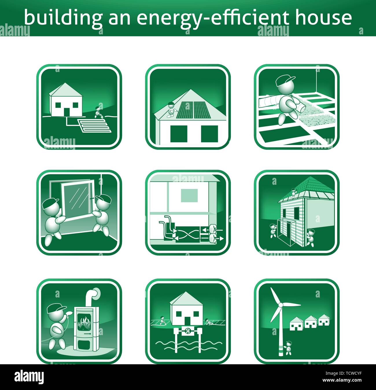 energy saving house energy save house build heat Stock Vector