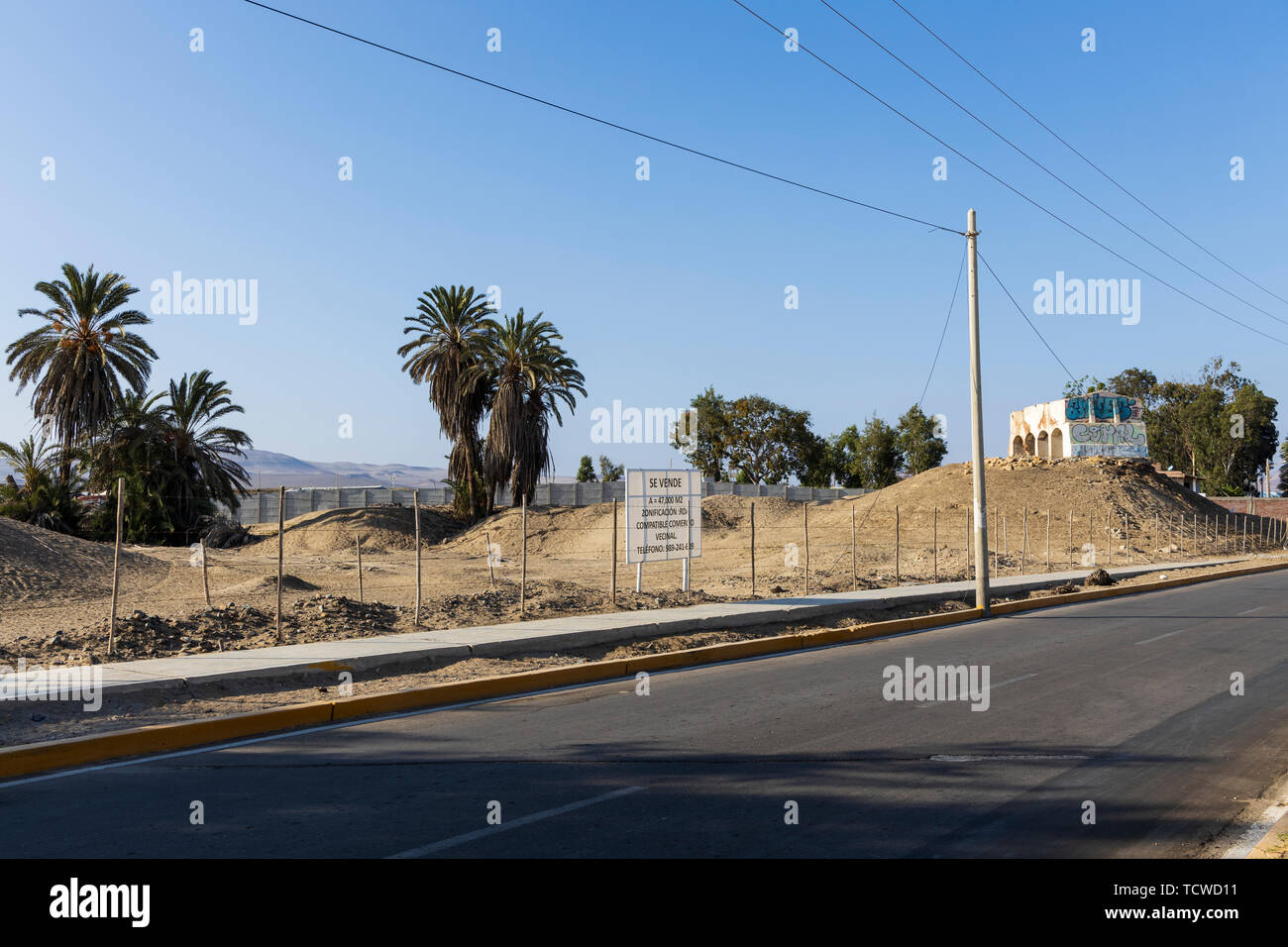 Building plots of land for sale for residential development in Paracas, Peru, South America, Stock Photo