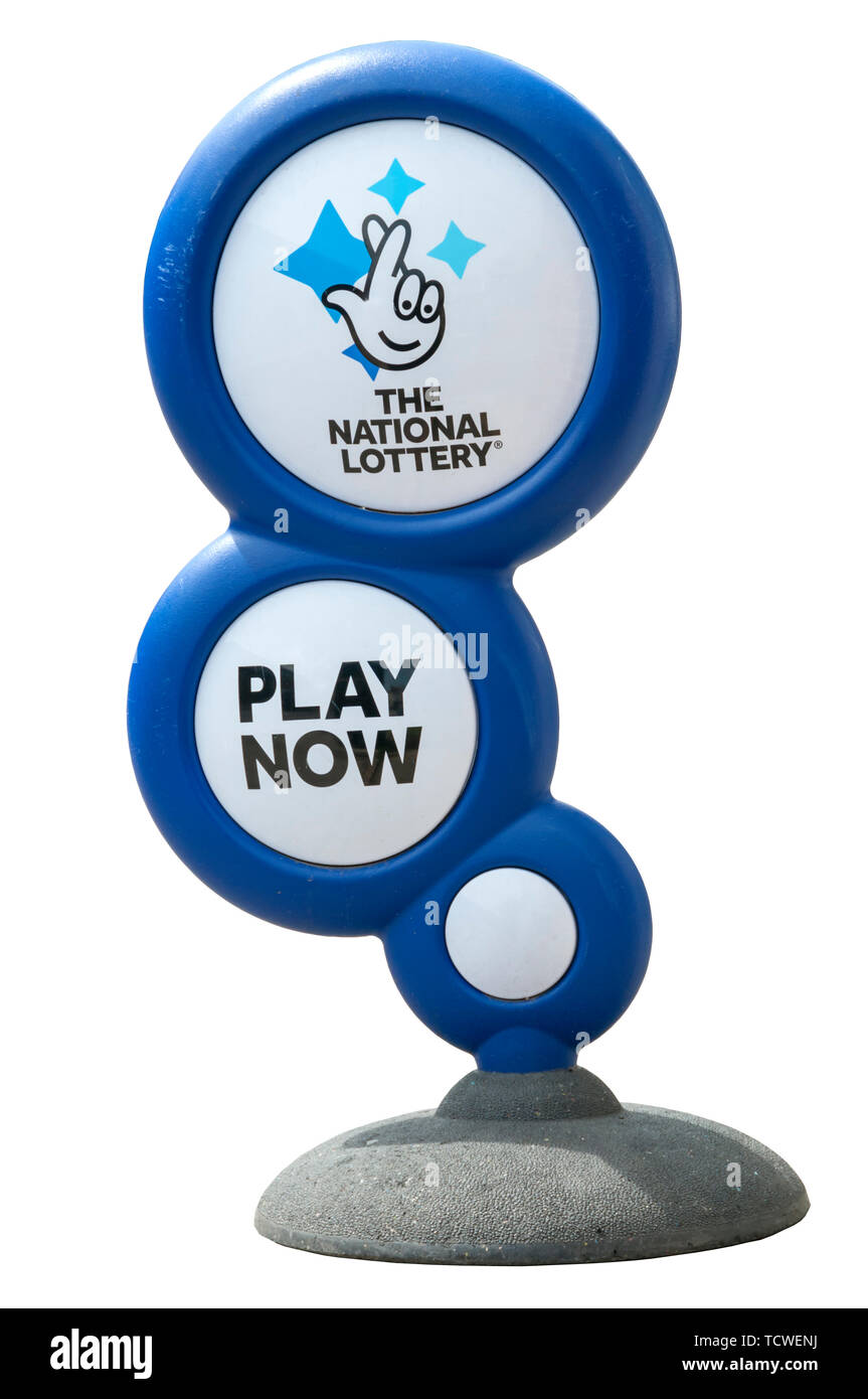 Sign for UK National Lottery. Stock Photo