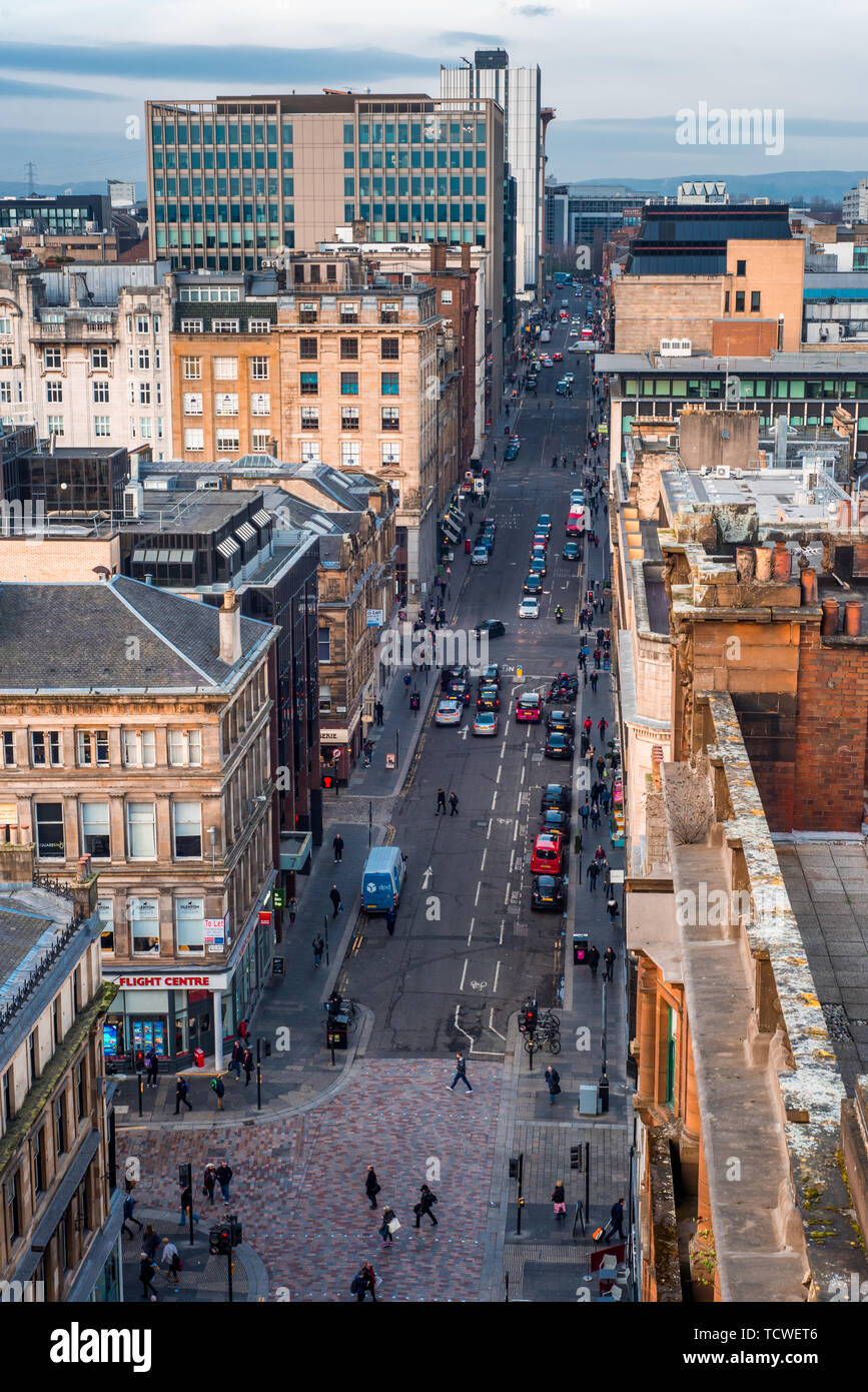 Street View Glasgow City Centre Looking Down On A Wide Street In Glasgow City Centre With Surrounding  Buildings, Scotland, United Kingdom Stock Photo - Alamy