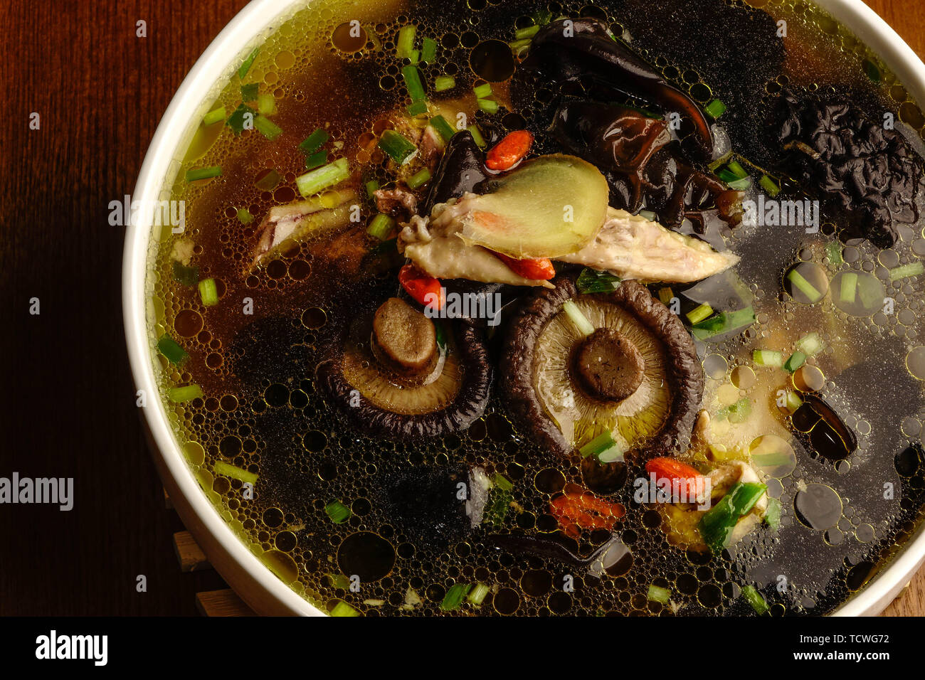 Chicken stewed with mushrooms Stock Photo Alamy