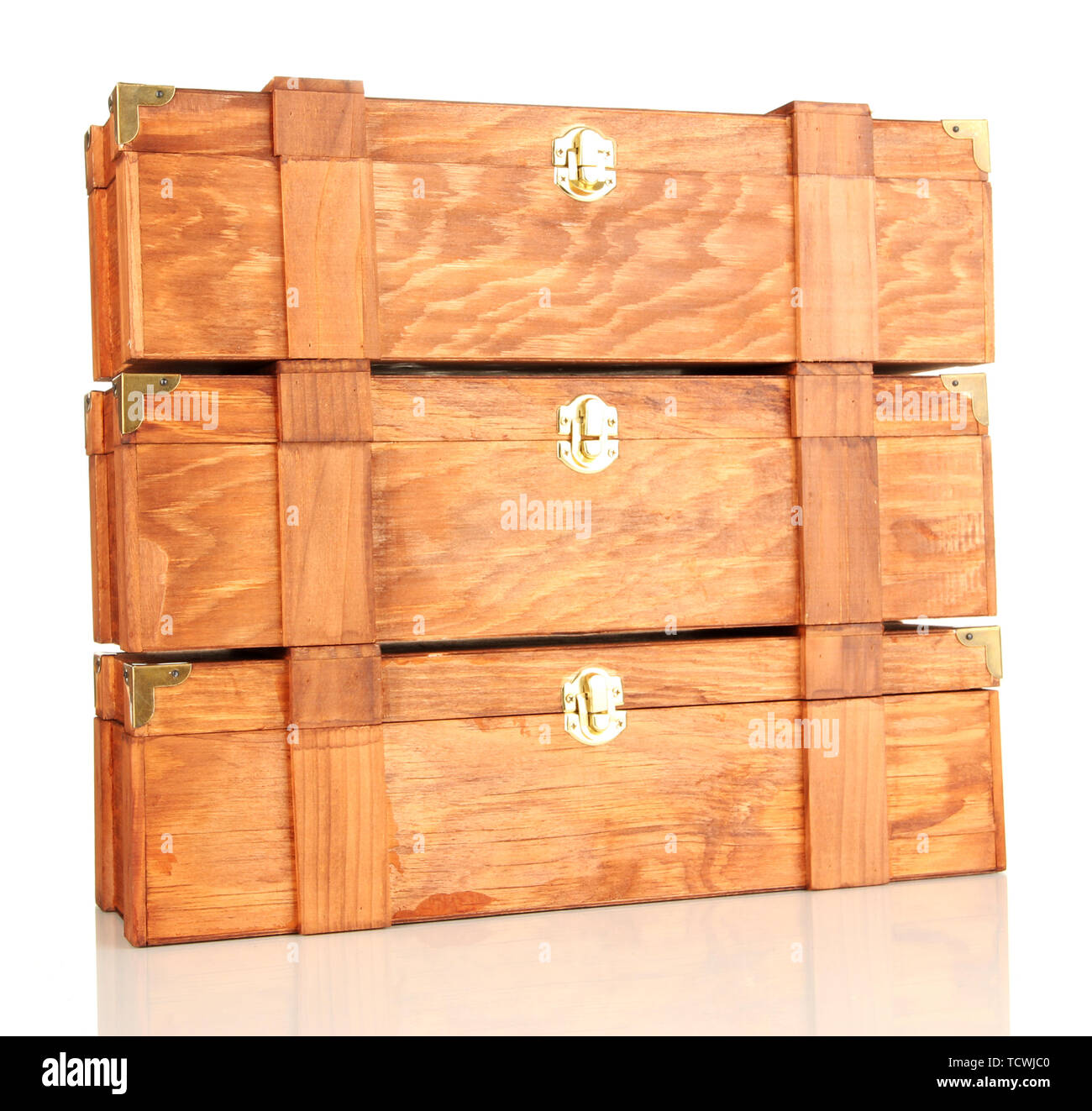 Wooden boxes for wine isolated on white Stock Photo - Alamy