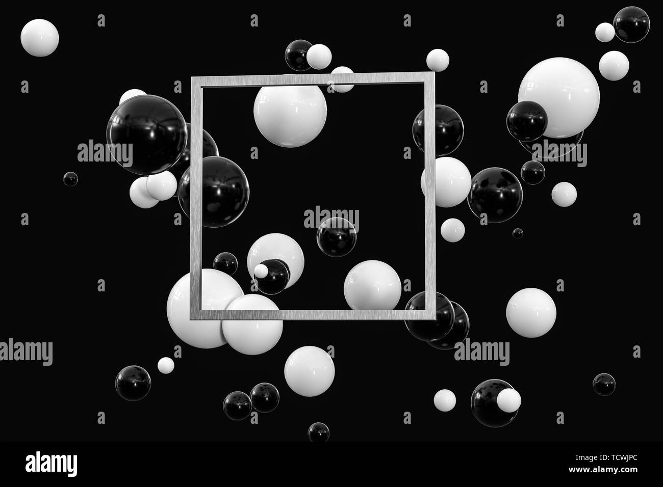 Three-dimensional rendering, floating sphere in space with solid color ...