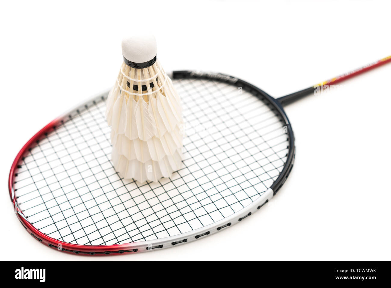 Badminton and racket white background illustration Stock Photo - Alamy